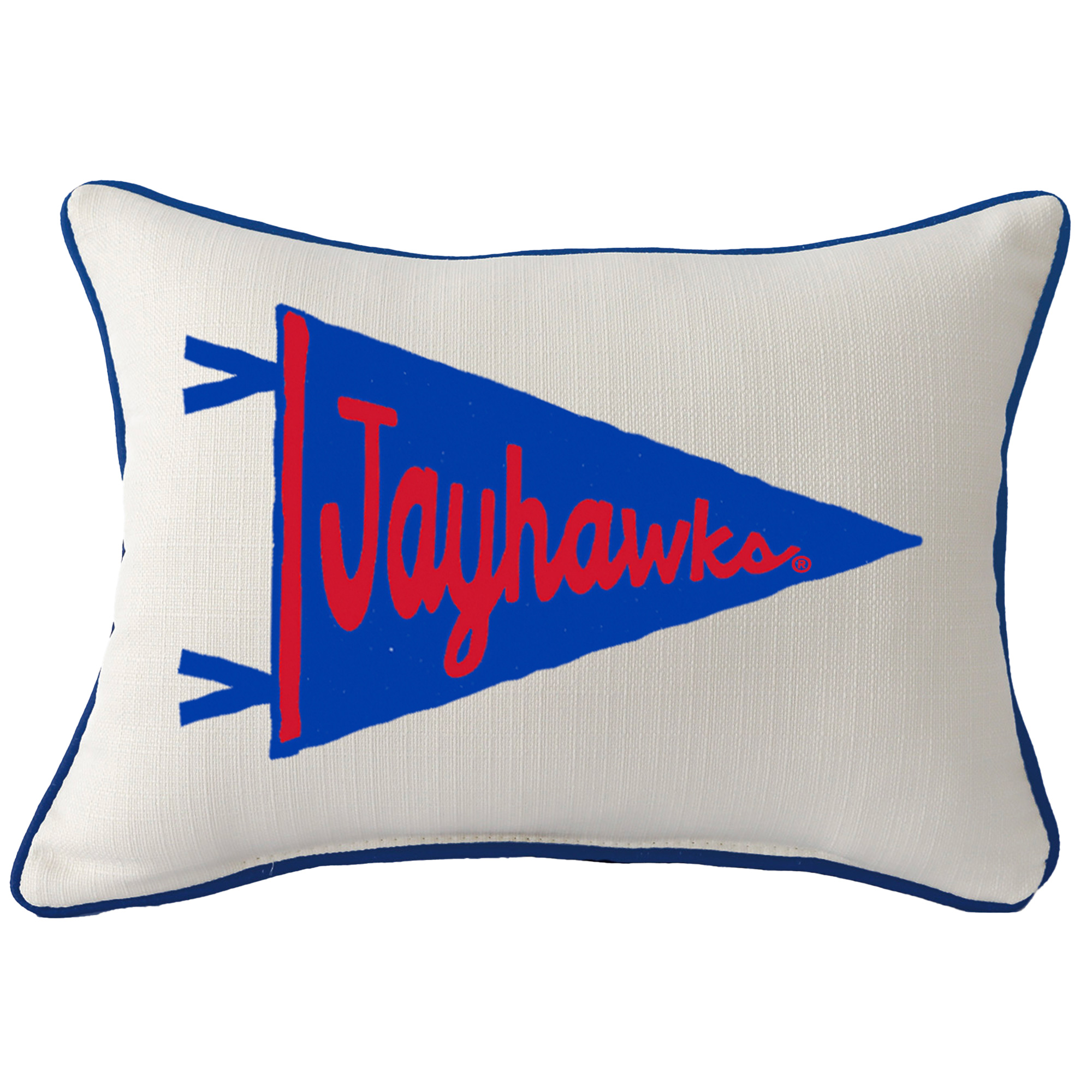 Kansas Jayhawks Pennant Rectangular Piped Pillow