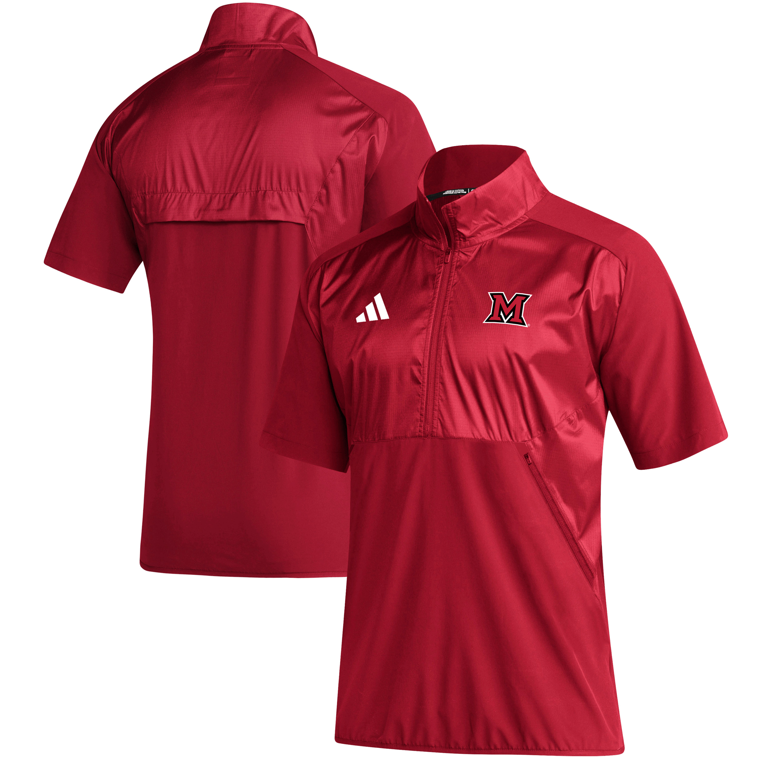 Men's adidas  Red Miami University RedHawks Sideline Quarter-Zip Polo