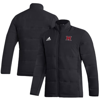 Men's adidas  Black Miami University RedHawks Midweight Full-Zip Jacket