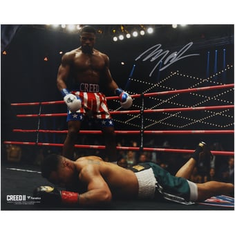 Michael B. Jordan Creed II Autographed 16" x 20" Standing Over Danny Wheeler Photograph