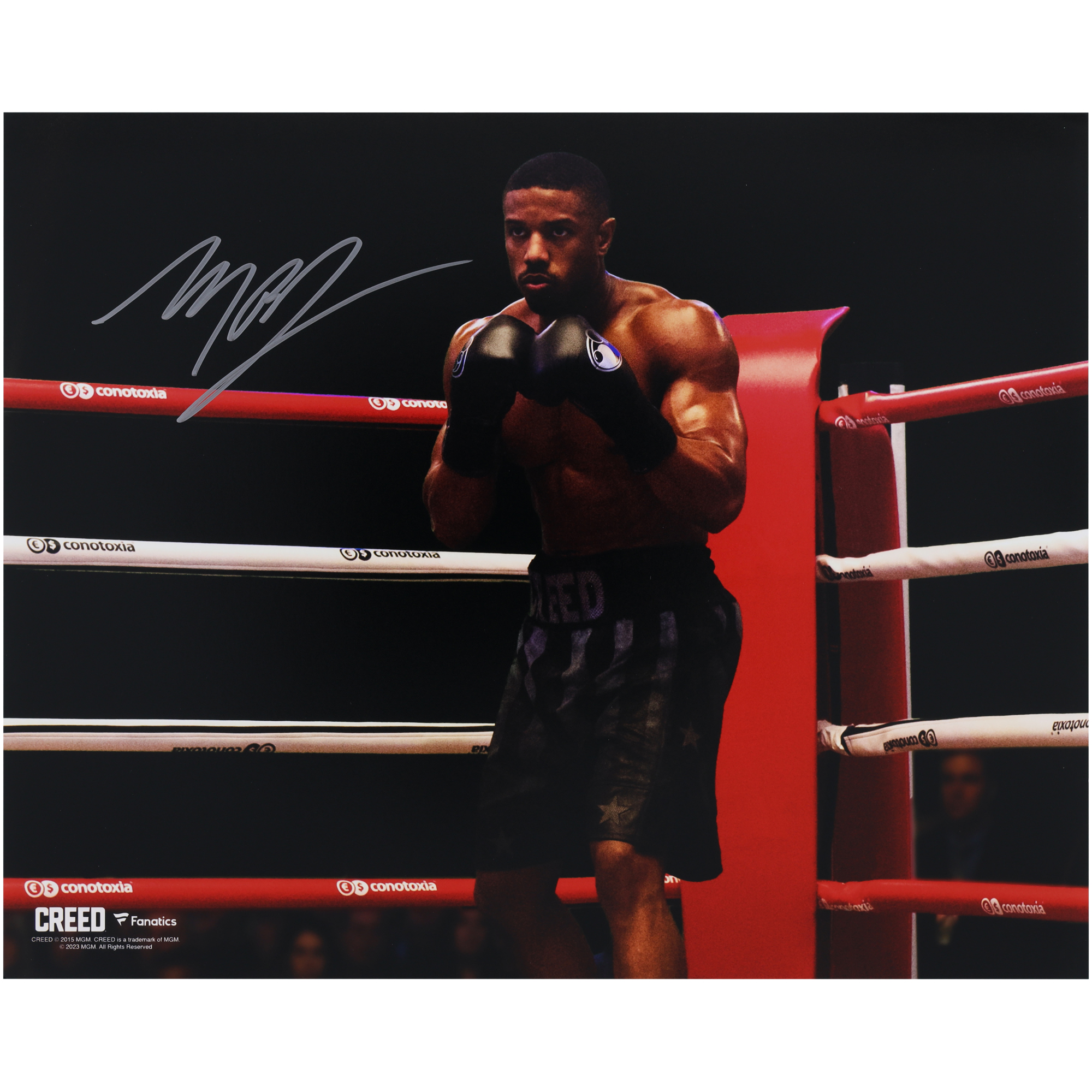 Michael B. Jordan Creed II Autographed 16" x 20" In Corner Wearing Black Trunks Photograph