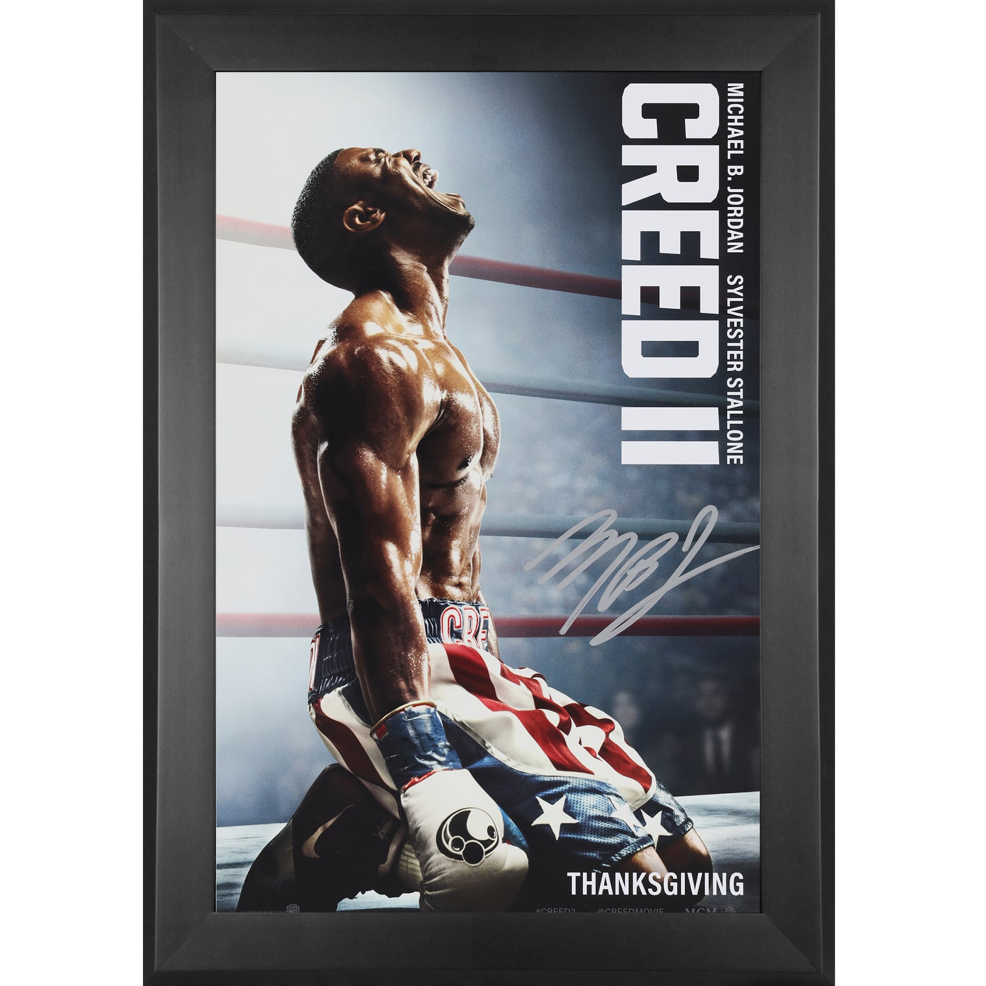 Michael B. Jordan Creed II Autographed Framed 11" x 17" Movie Poster