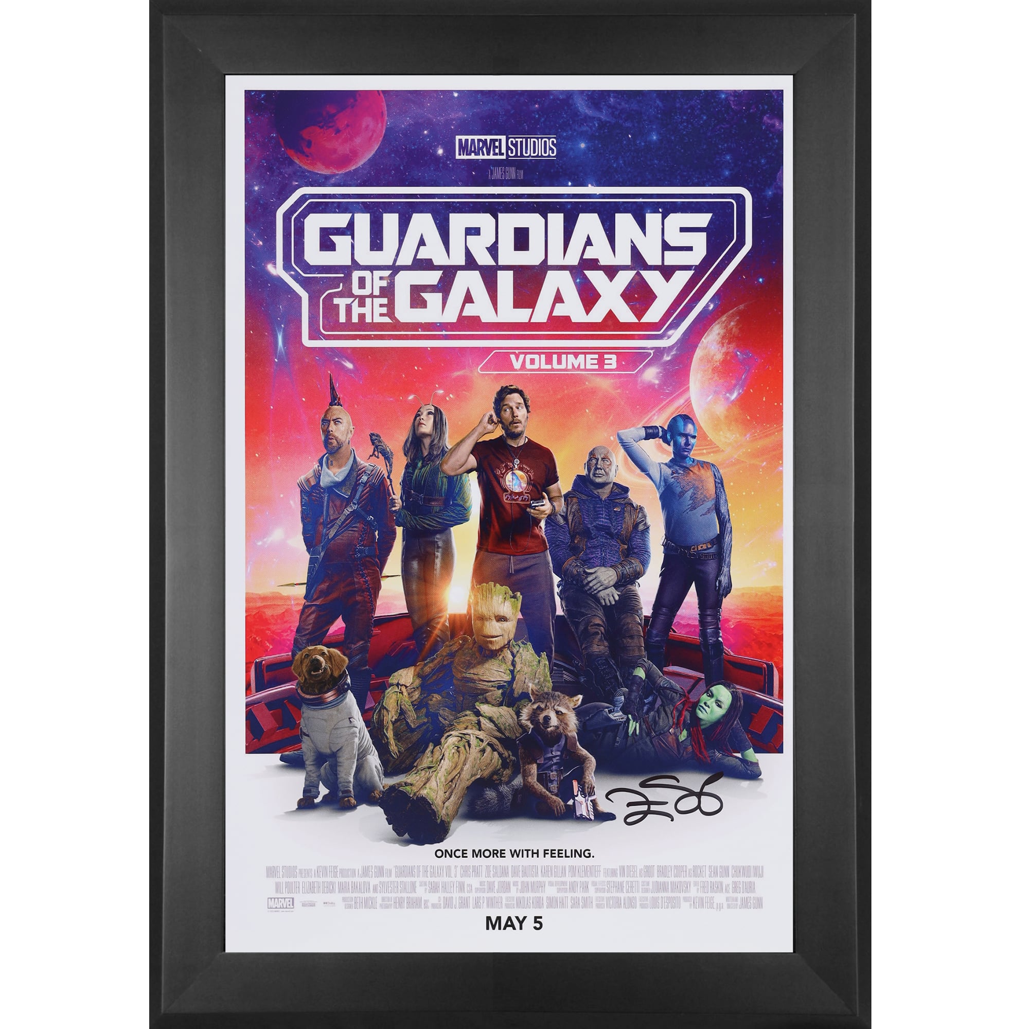 Zoe Saldana Guardians of the Galaxy Volume 3 Autographed Framed 11" x 17" Movie Poster