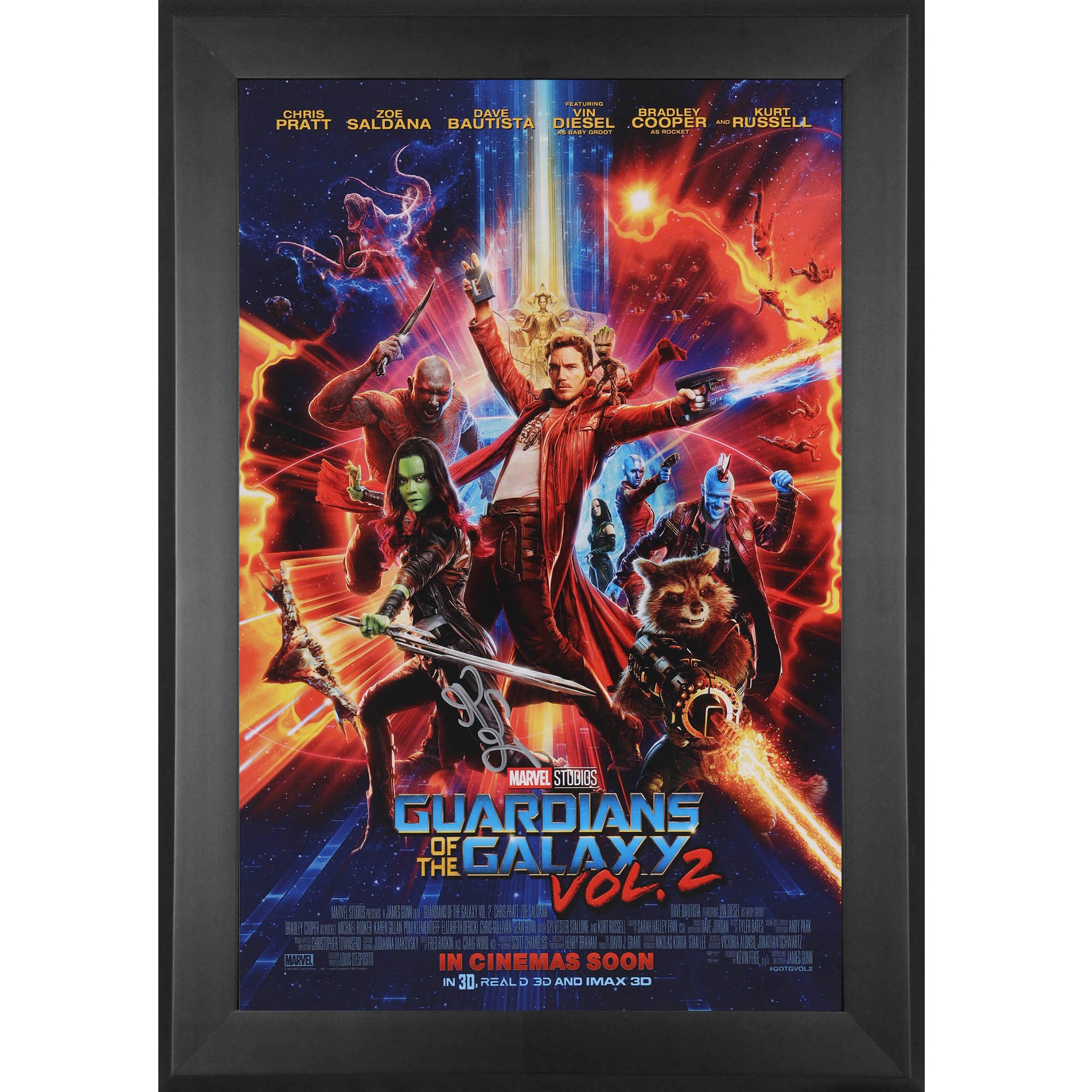 Zoe Saldana Guardians of the Galaxy Volume 2 Autographed Framed 11" x 17" Movie Poster