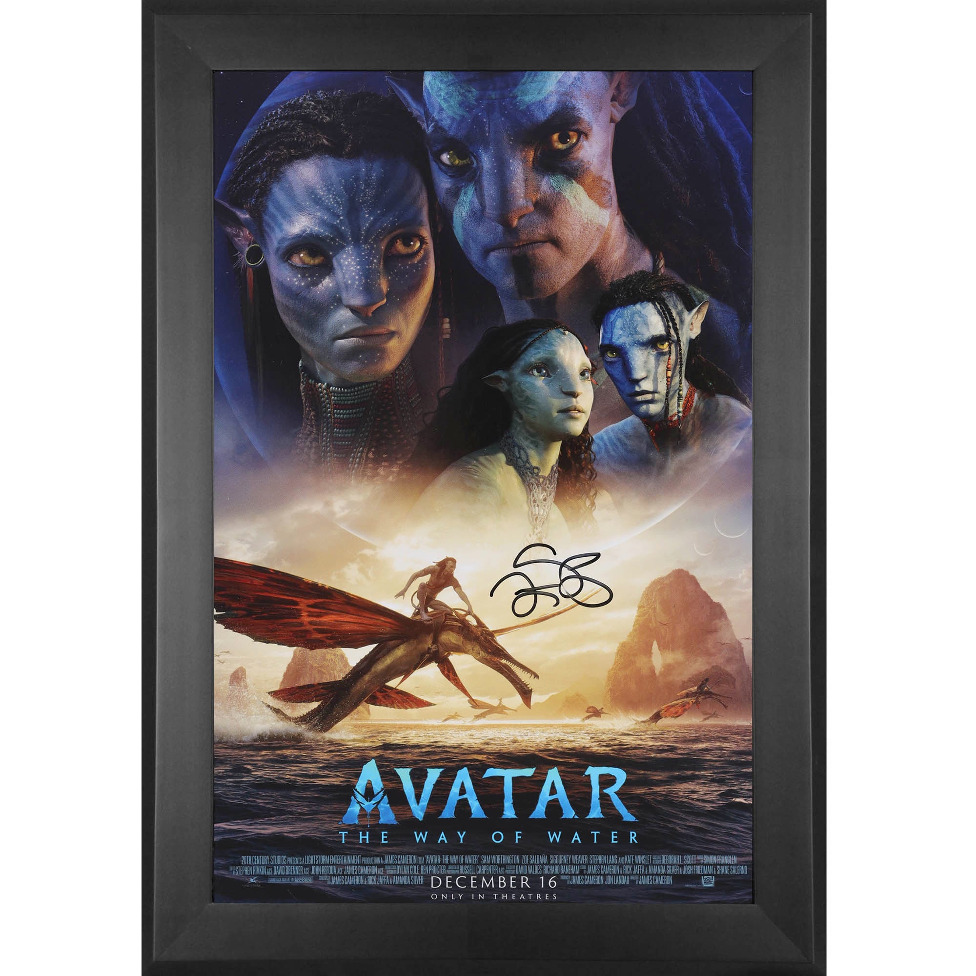 Zoe Saldana Avatar: The Way of Water Autographed Framed 11" x 17" Movie Poster