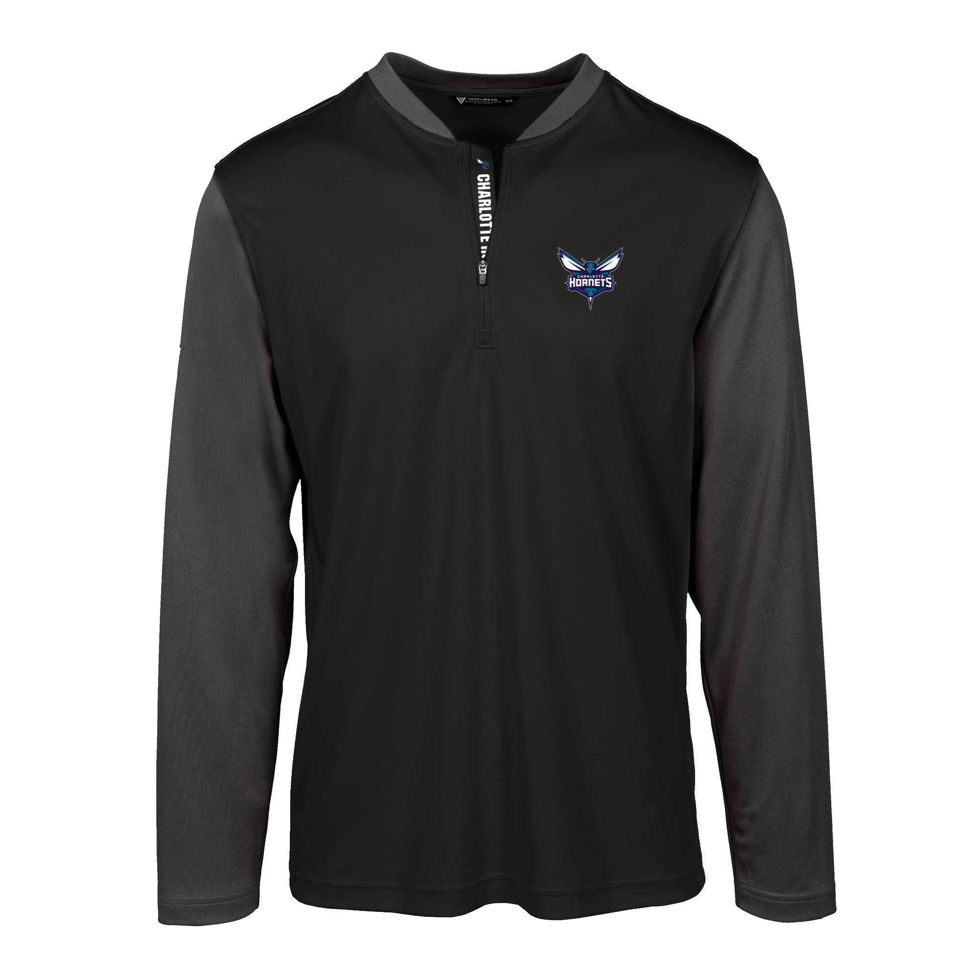 Men's Levelwear Black Charlotte Hornets Spector Insignia Core Quarter-Zip Pullover Top