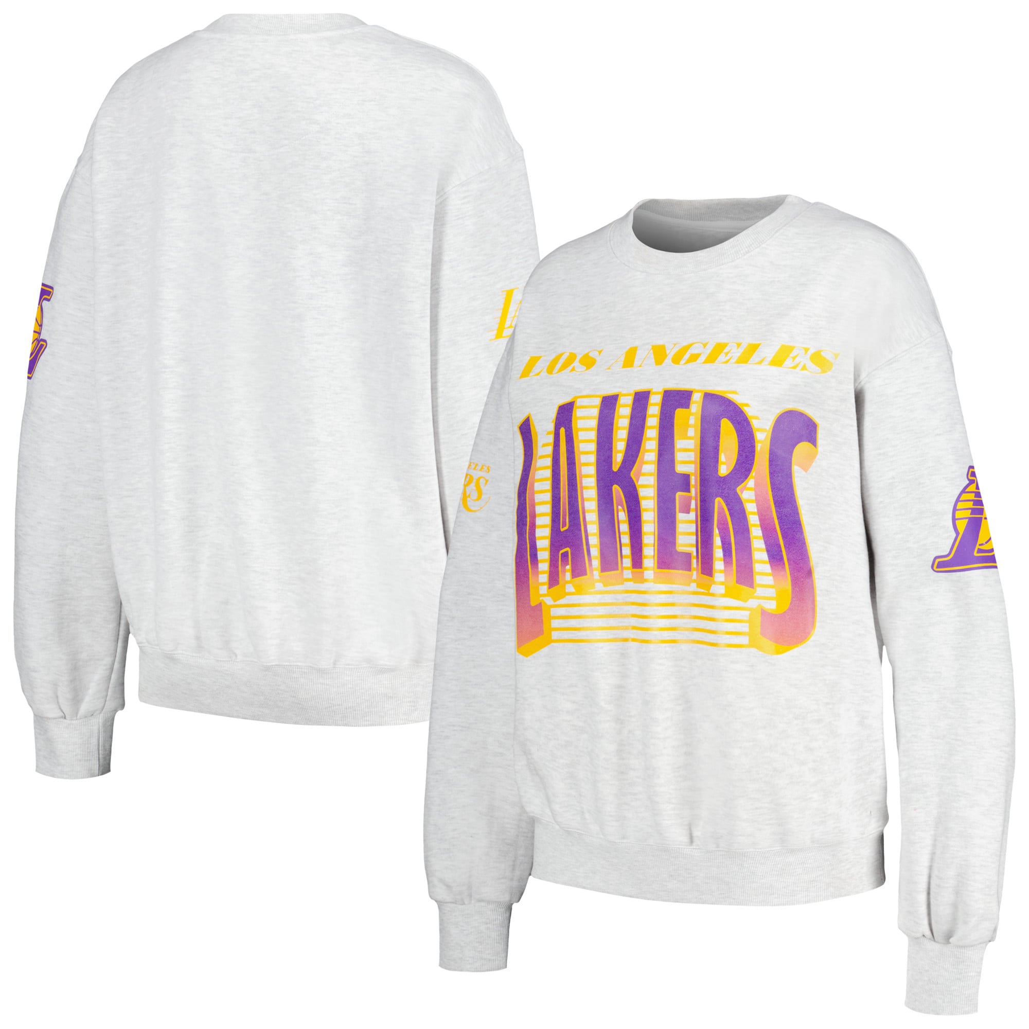 Women's Heather Gray Los Angeles Lakers Oversized Pullover Sweatshirt
