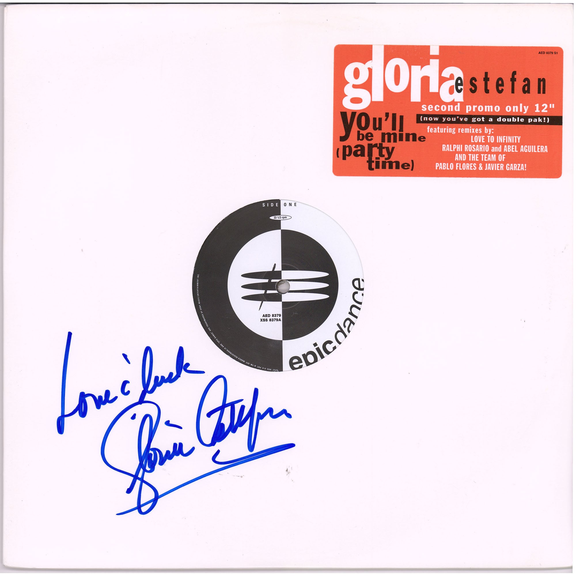 Gloria Estefan Autographed You'll Be Mine Single Album Sleeve with "Love & Luck" Inscription in Blue Ink - PSA