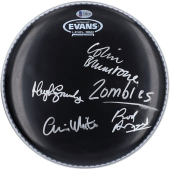 The Zombies Autographed Drumhead with 4 Signatures and "Zombies" Inscription Signed in Silver Ink - BAS