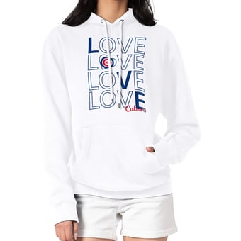 Women's G-III 4Her by Carl Banks  White Chicago Cubs Love Graphic Fleece Hoodie