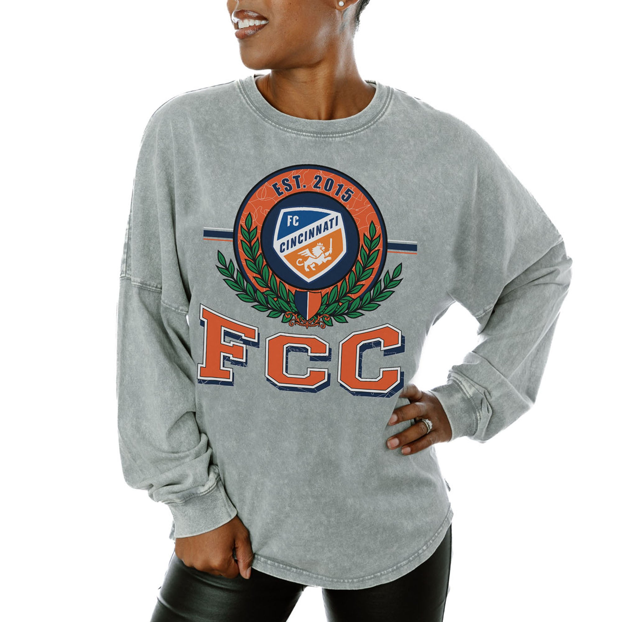 Women's Gameday Couture Gray FC Cincinnati Oversized Long Sleeve T-Shirt