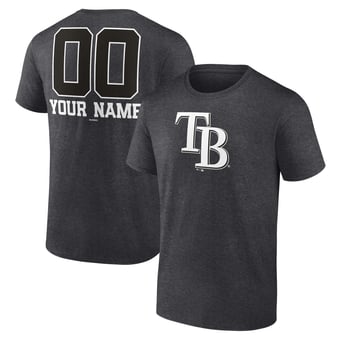Men's Charcoal Tampa Bay Rays Personalized Monochrome Name & Number T-Shirt