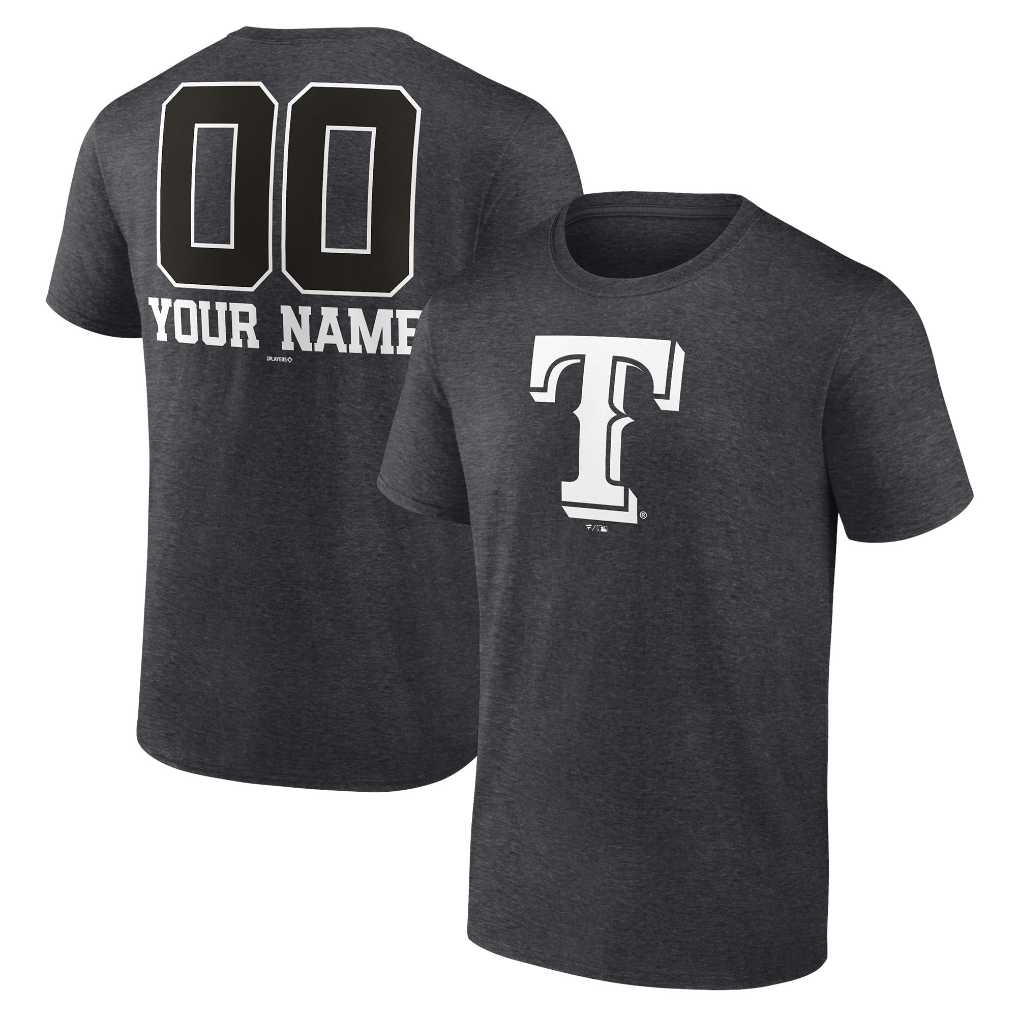 Men's Charcoal Texas Rangers Personalized Monochrome Name & Number T-Shirt