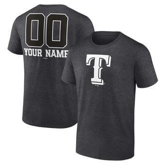 Men's Charcoal Texas Rangers Personalized Monochrome Name & Number T-Shirt