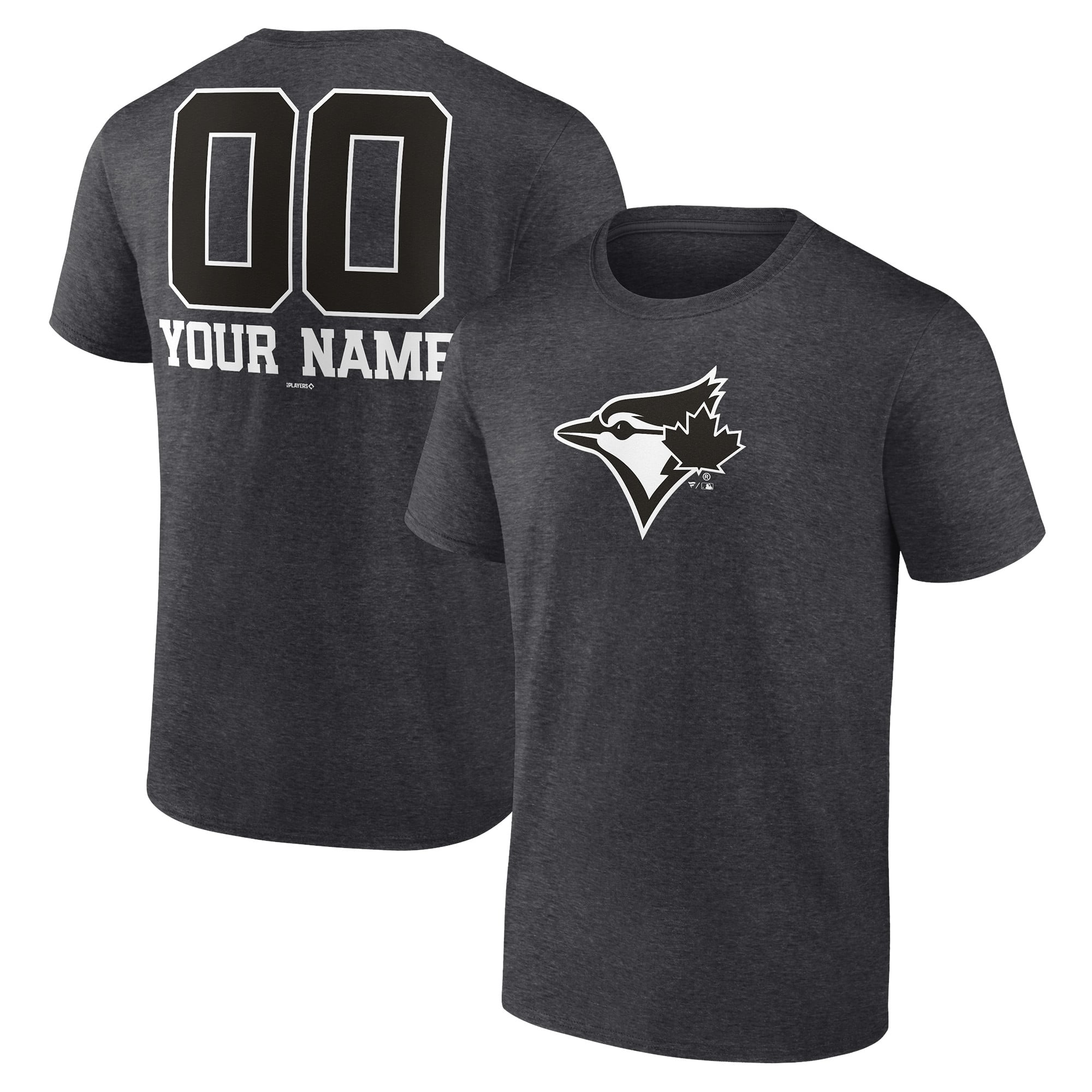 Men's Charcoal Toronto Blue Jays Personalized Monochrome Name & Number T-Shirt