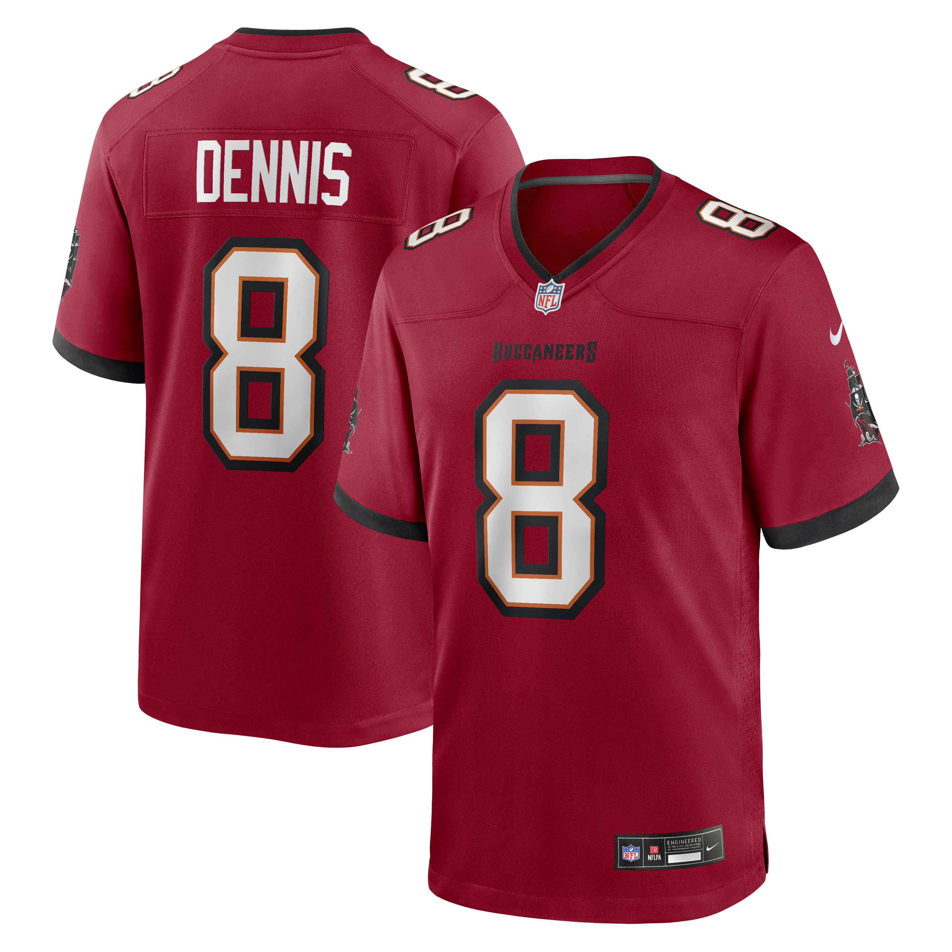 Men's Nike SirVocea Dennis Red Tampa Bay Buccaneers Game Jersey