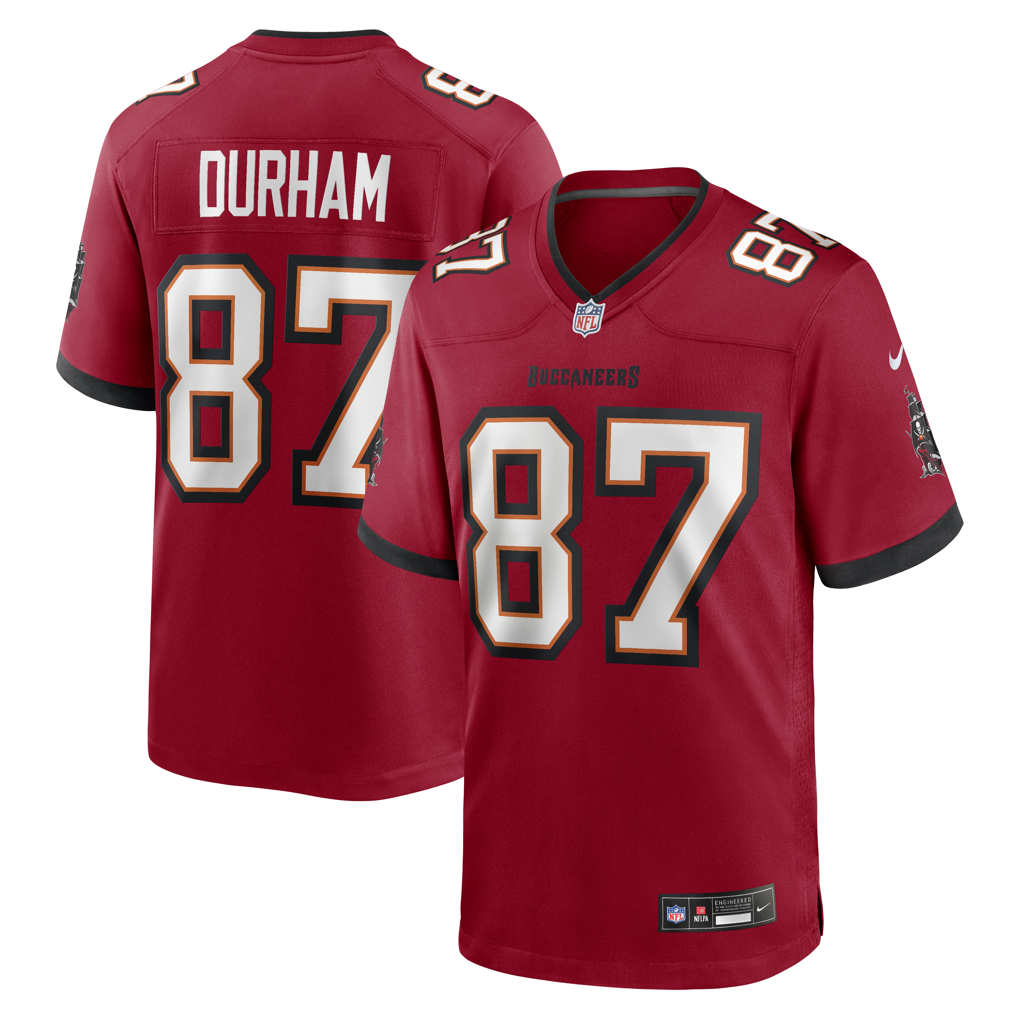 Men's Nike Payne Durham Red Tampa Bay Buccaneers Game Jersey