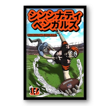 Cincinnati Bengals 14" x 20" Framed Anime Art Print