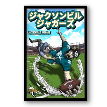 Jacksonville Jaguars 14" x 20" Framed Anime Art Print
