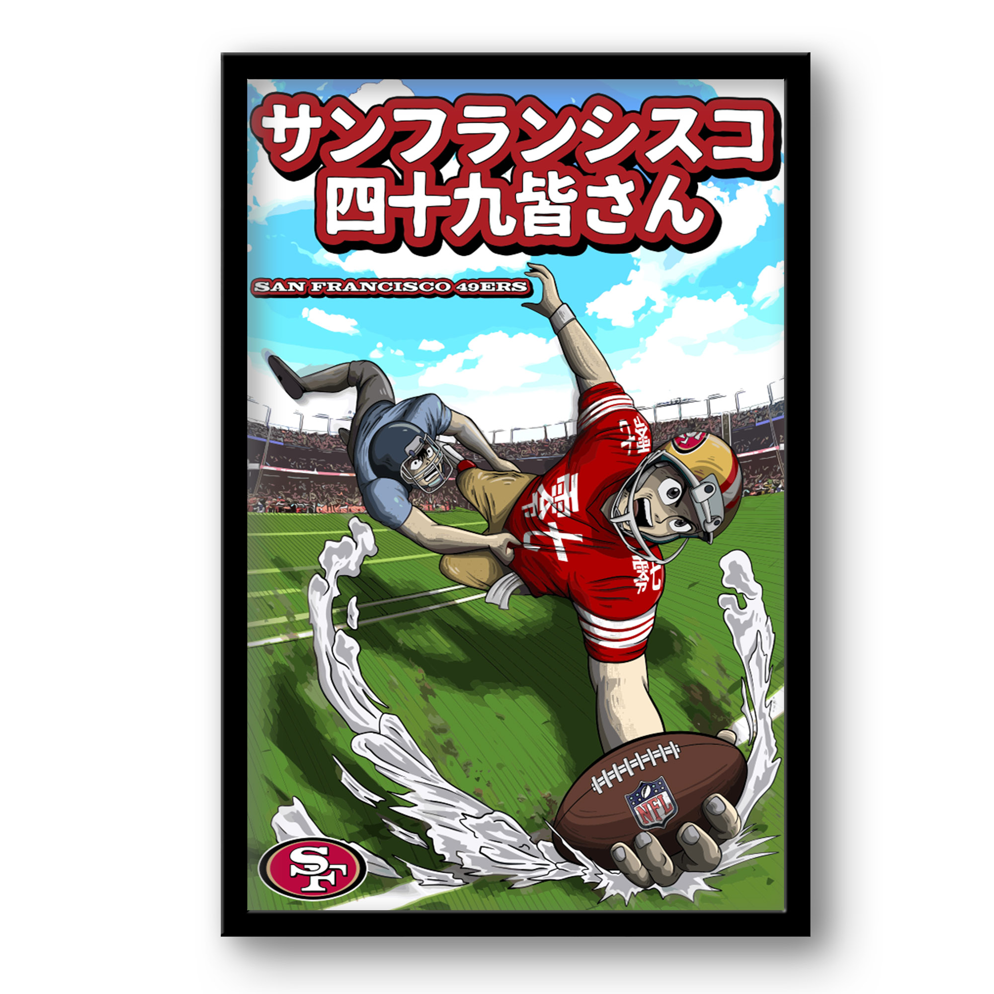 San Francisco 49ers 14" x 20" Framed Anime Art Print