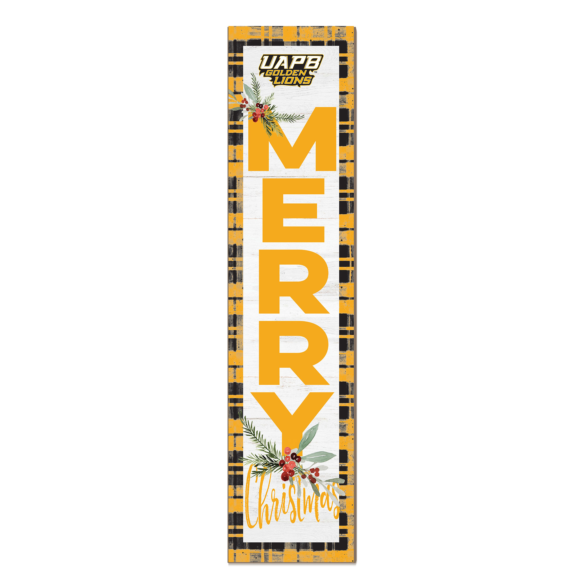 Arkansas Pine Bluff Golden Lions 12'' x 48'' Outdoor Merry Christmas Leaner