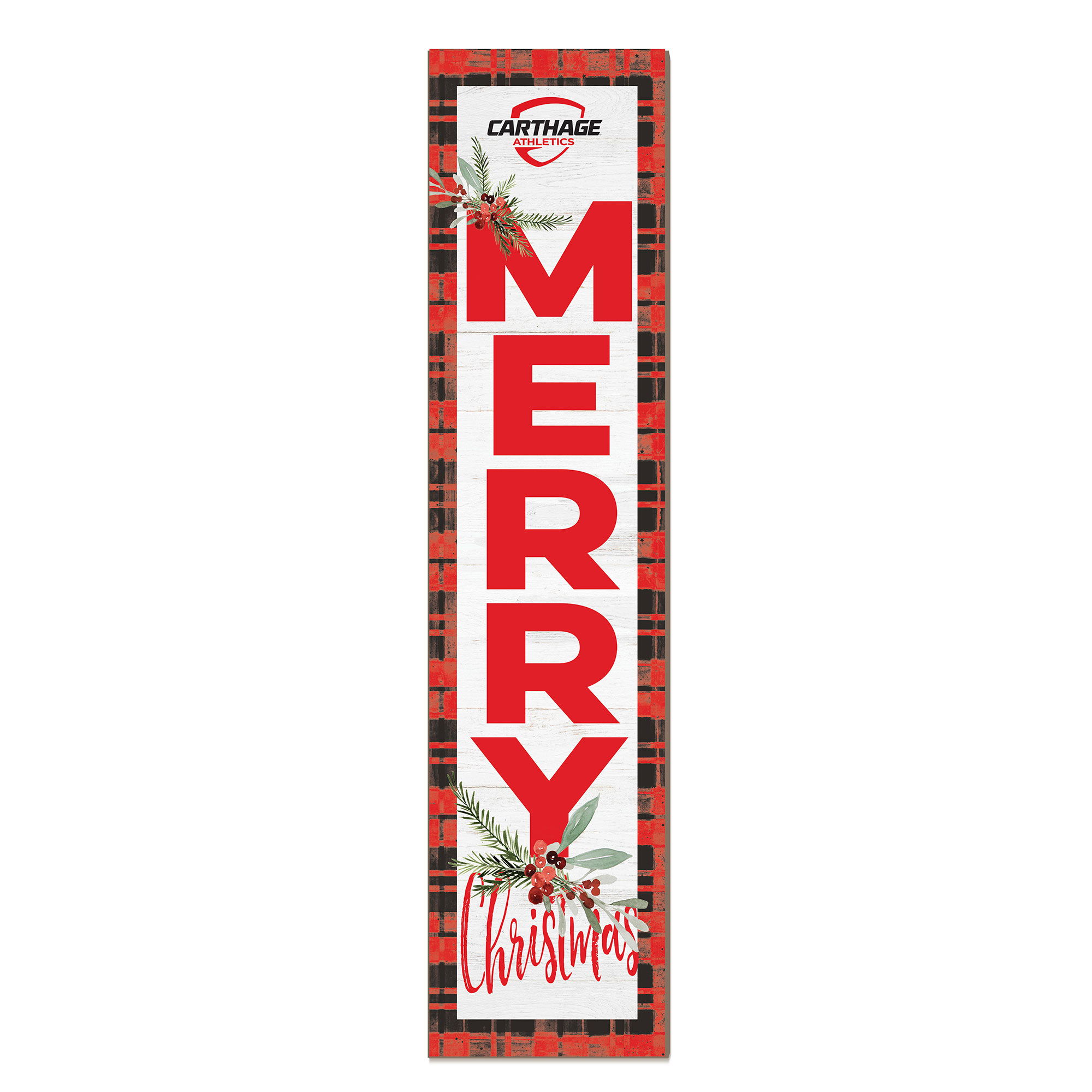 Carthage Firebirds 12'' x 48'' Outdoor Merry Christmas Leaner