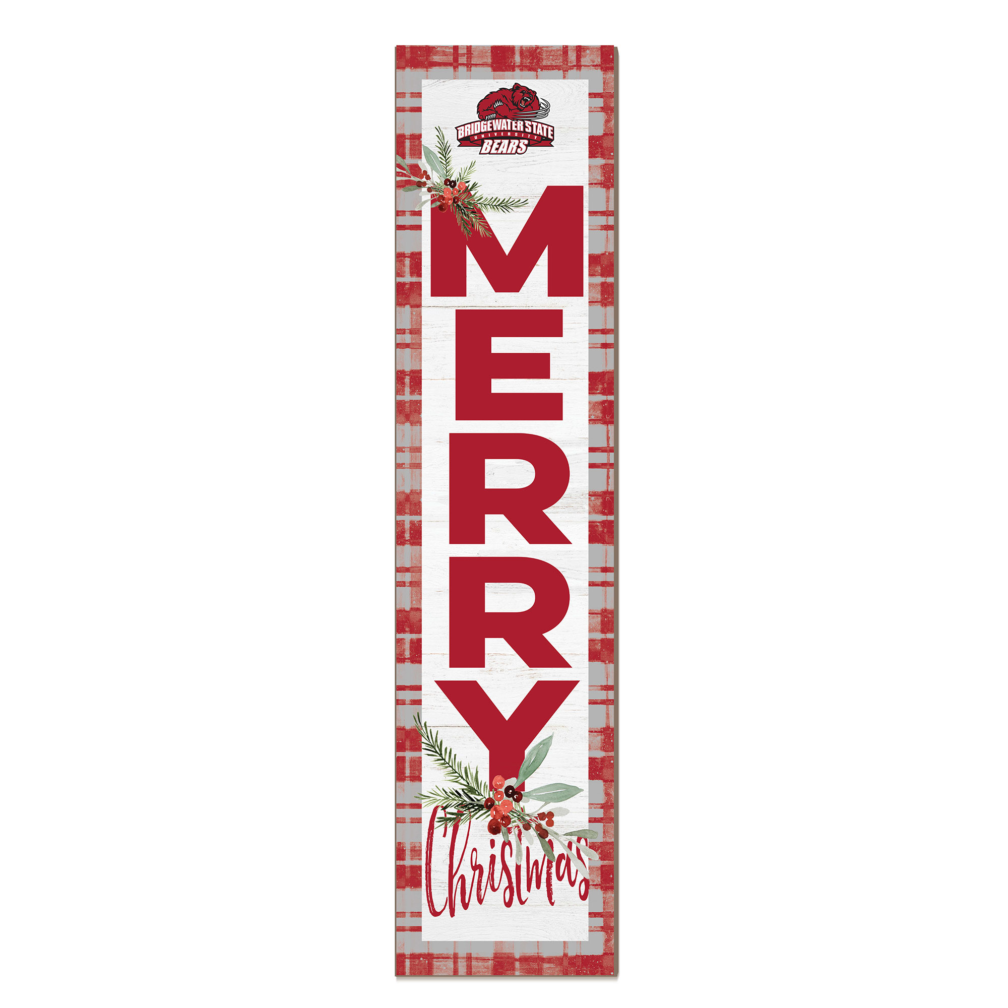 Bridgewater State Bears 12'' x 48'' Outdoor Merry Christmas Leaner