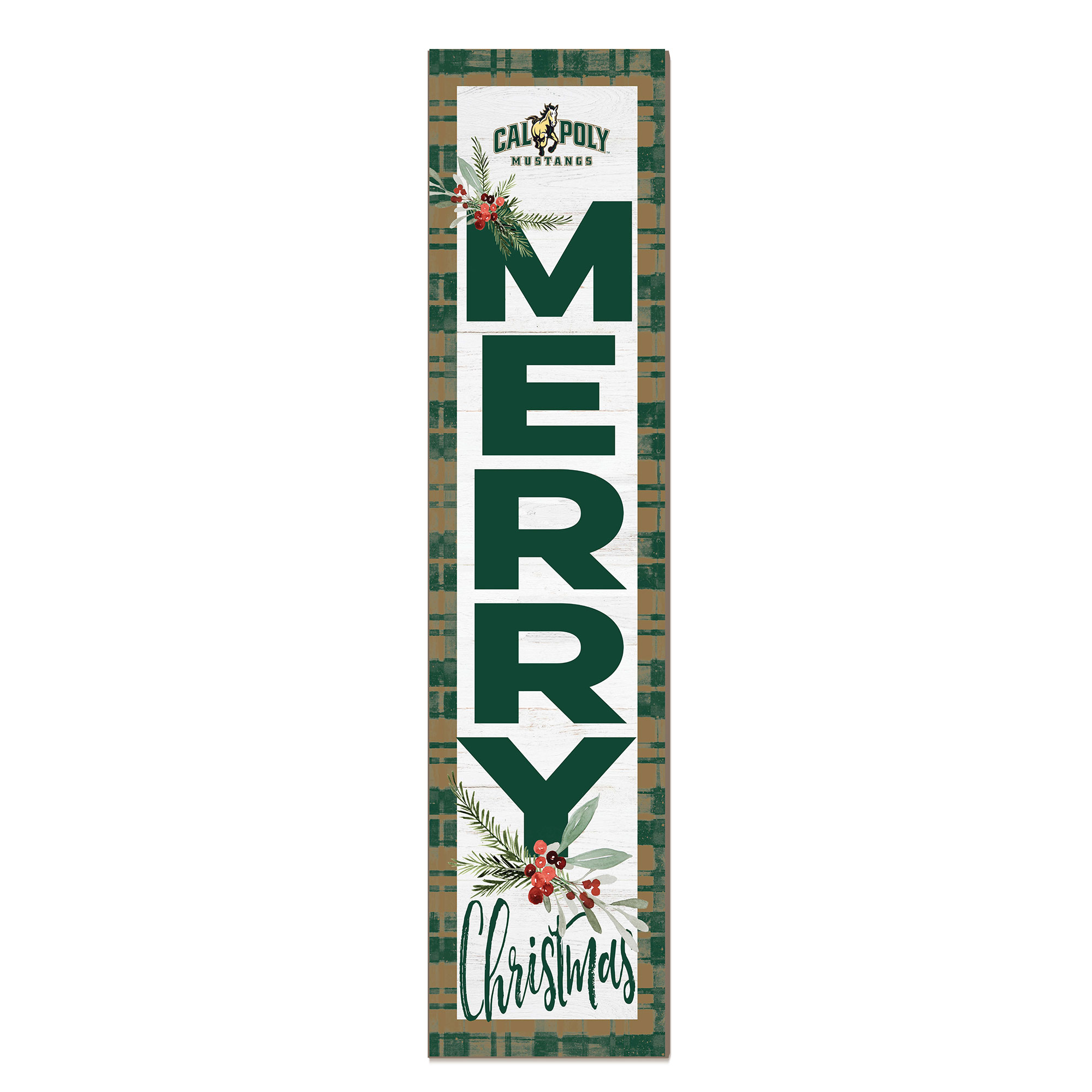 Cal Poly Mustangs 12'' x 48'' Outdoor Merry Christmas Leaner