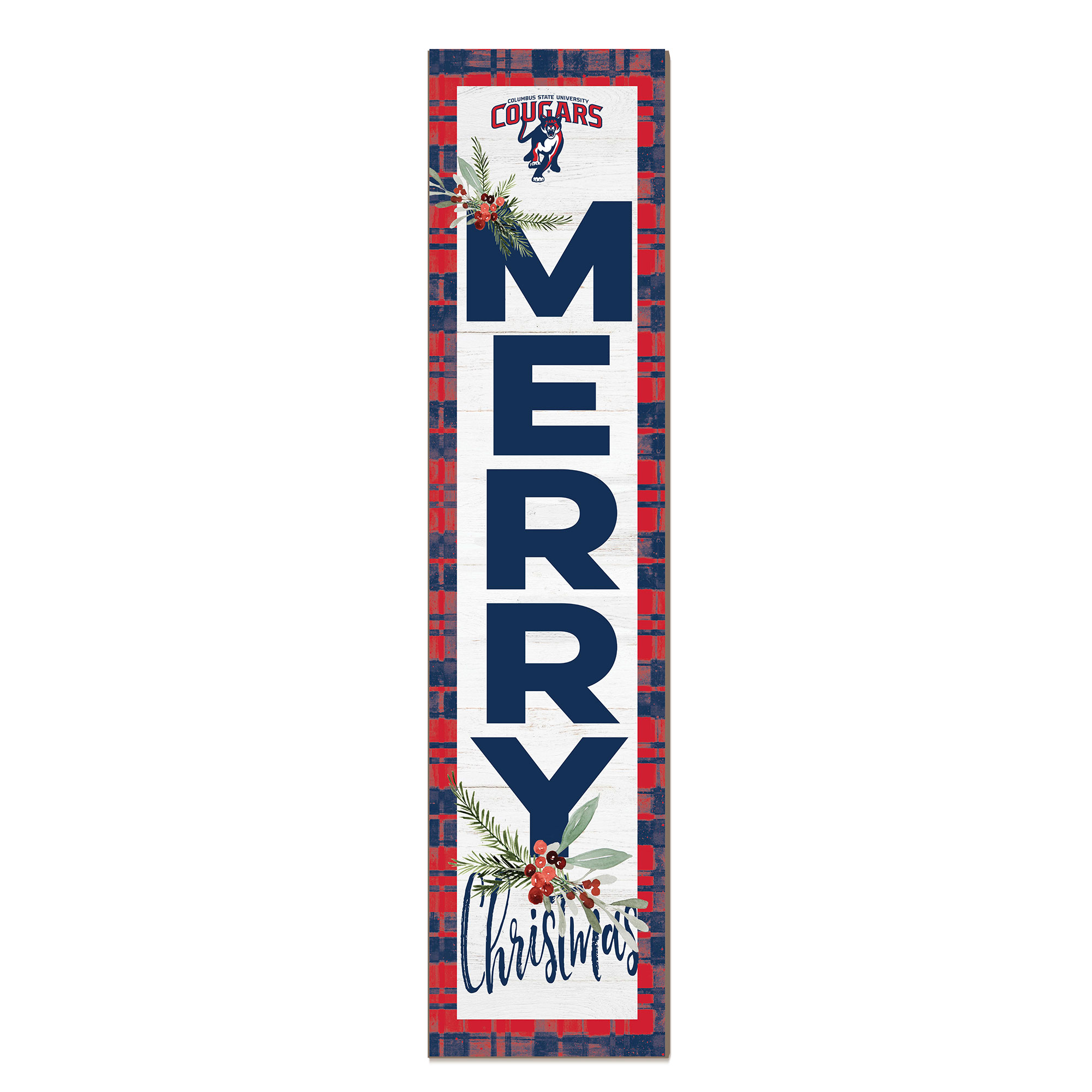 Columbus State Cougars 12'' x 48'' Outdoor Merry Christmas Leaner