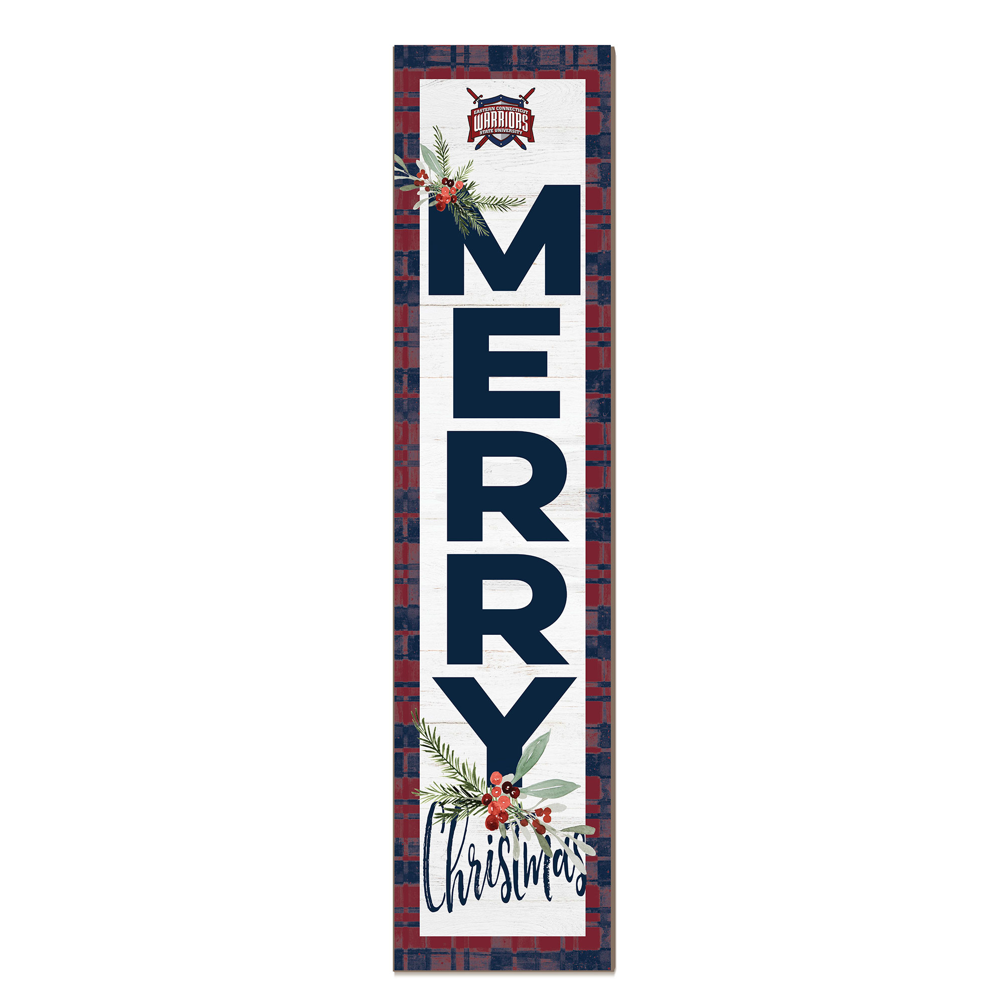 Eastern Connecticut State Warriors 12'' x 48'' Outdoor Merry Christmas Leaner