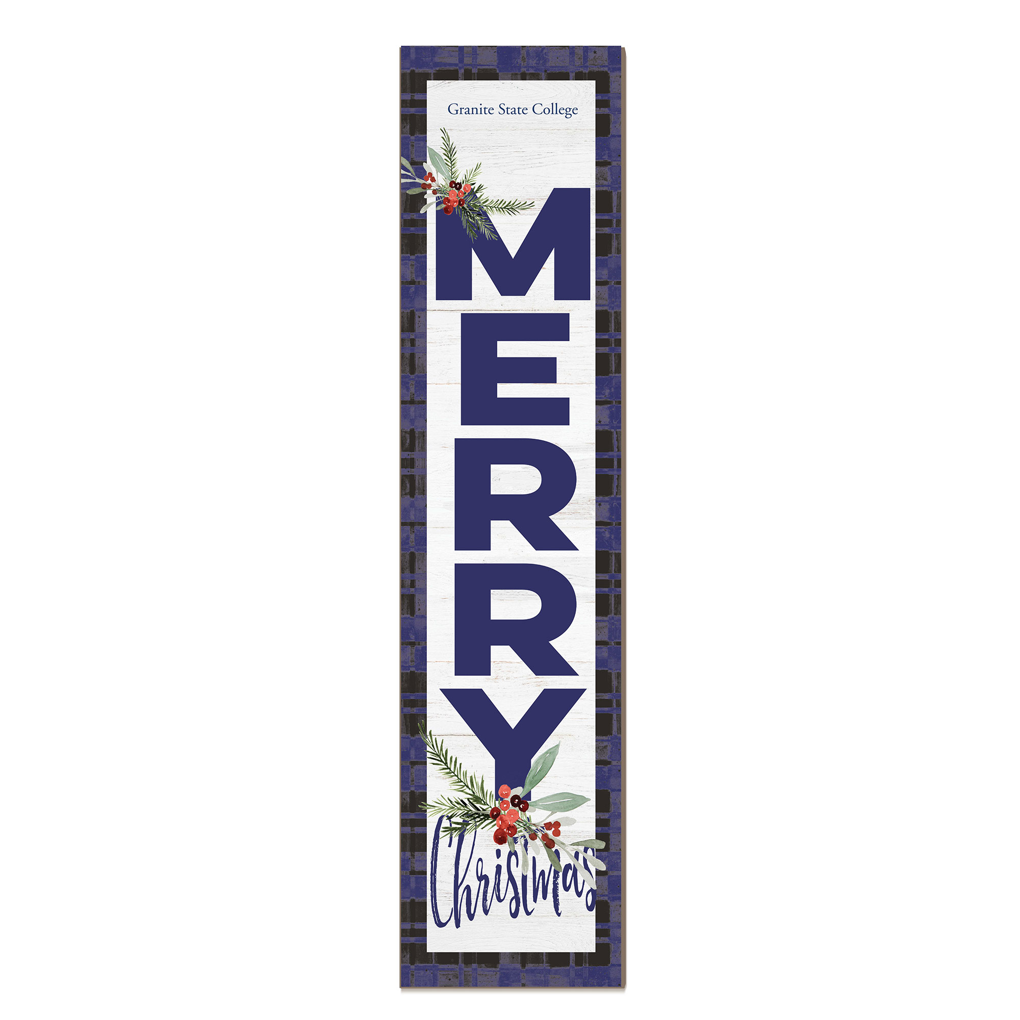 Granite State College 12'' x 48'' Outdoor Merry Christmas Leaner