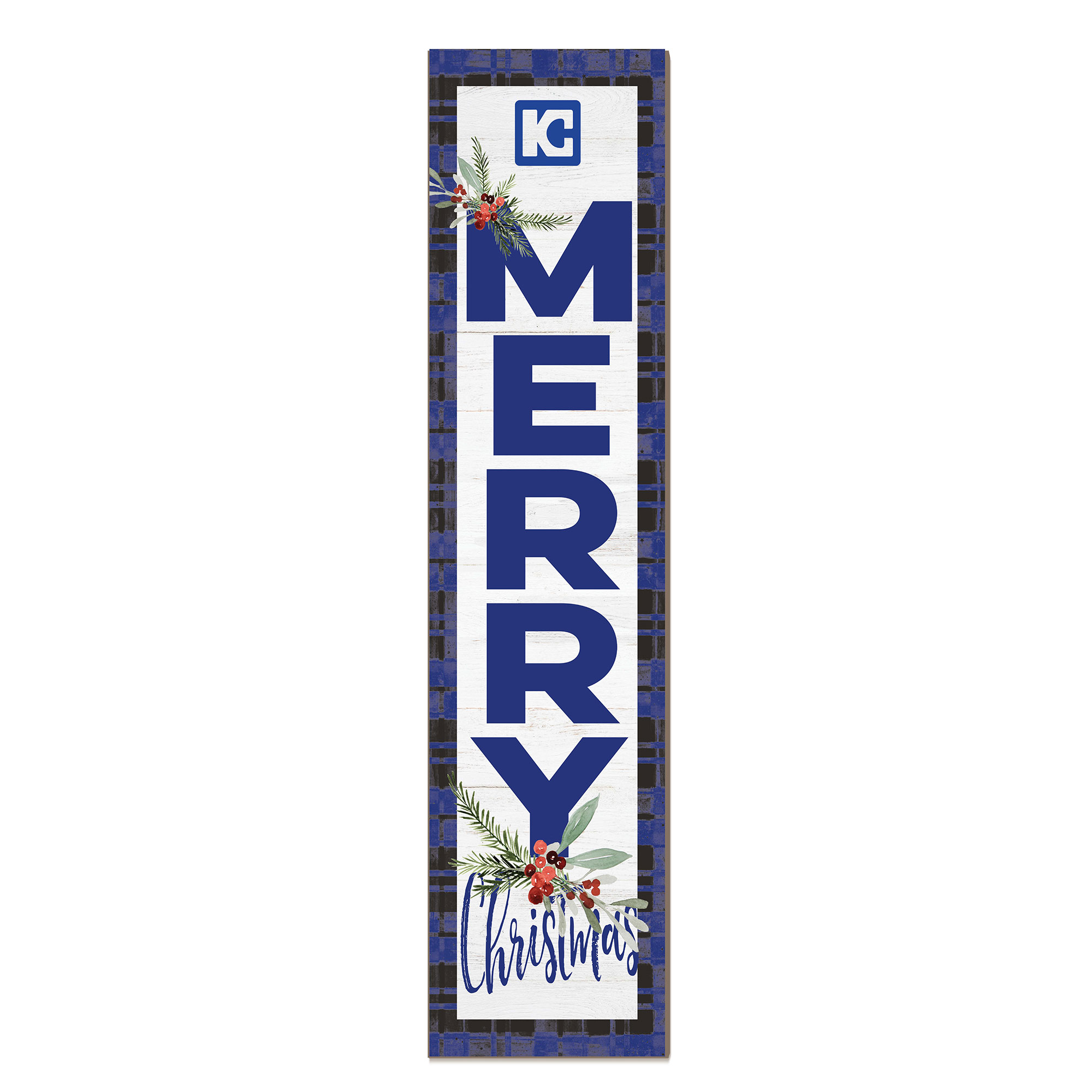 Kaskaskia College Blue Devils 12'' x 48'' Outdoor Merry Christmas Leaner