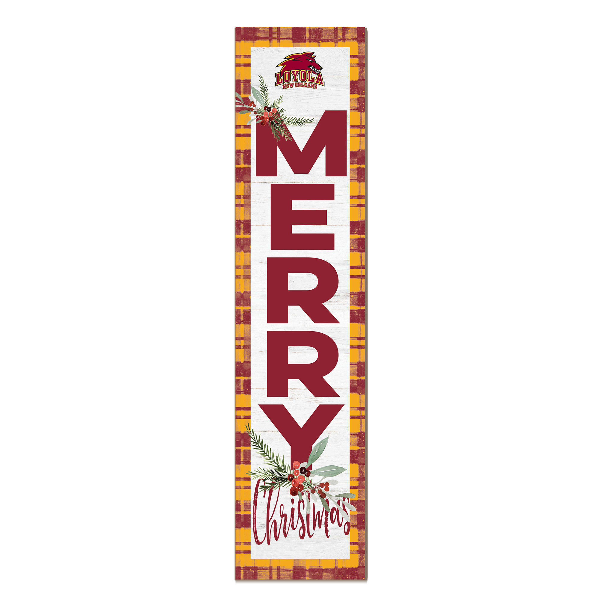 Loyola New Orleans Wolf Pack 12'' x 48'' Outdoor Merry Christmas Leaner