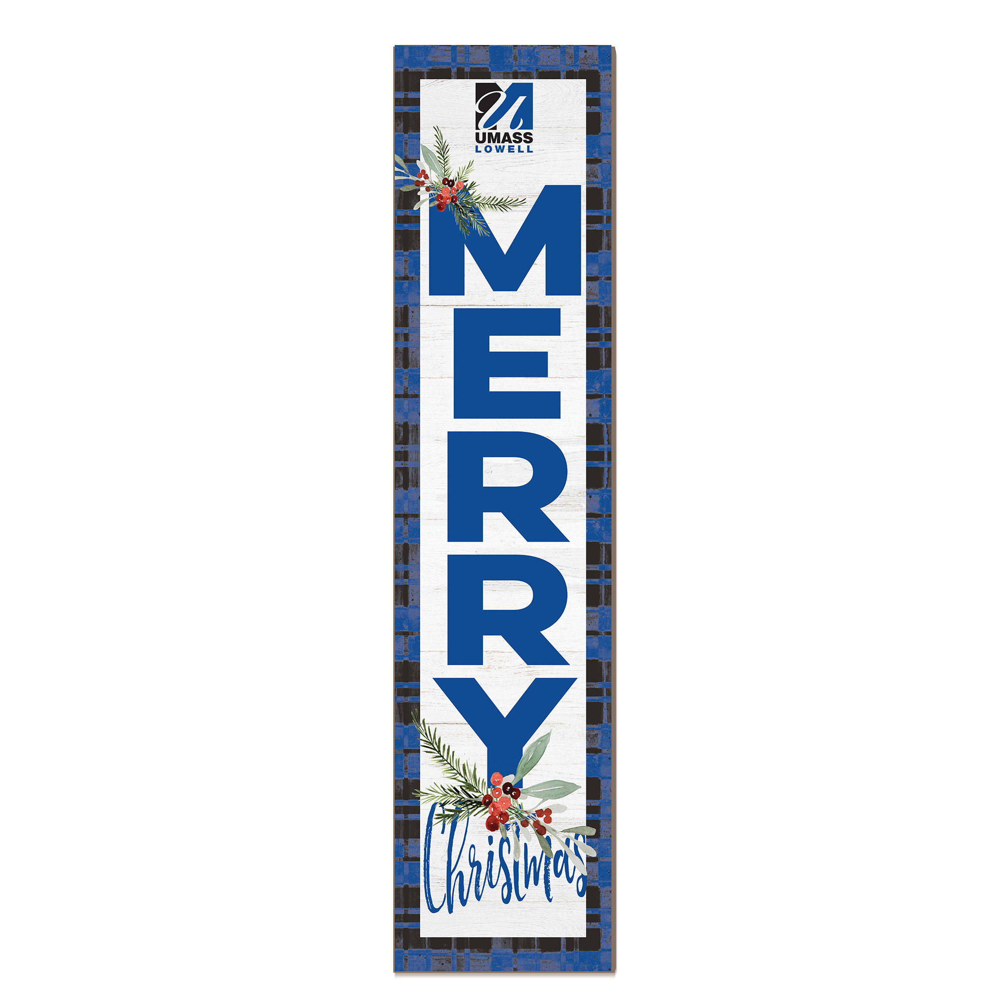 UMass Lowell River Hawks 12'' x 48'' Outdoor Merry Christmas Leaner