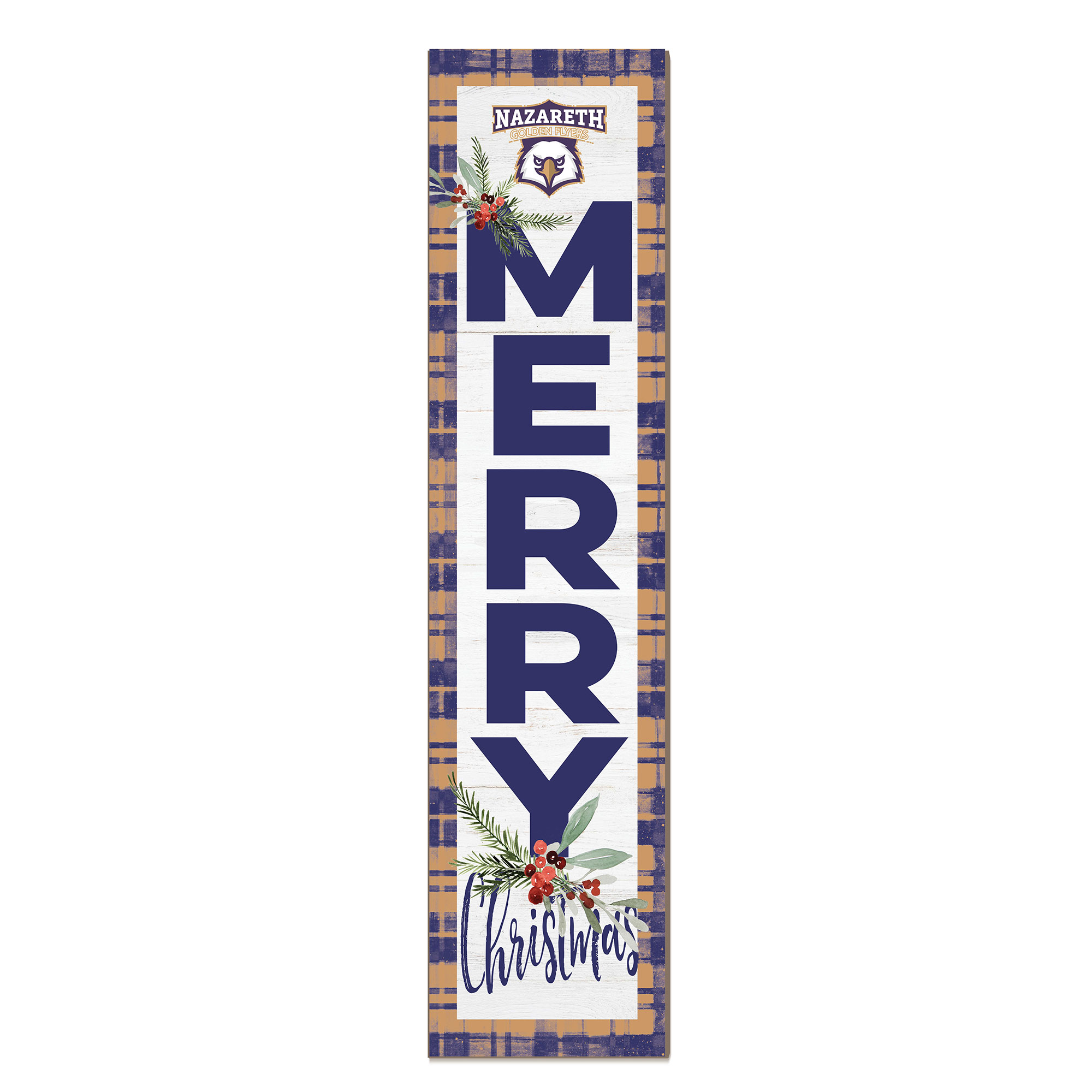 Nazareth University Golden Flyers 12'' x 48'' Outdoor Merry Christmas Leaner