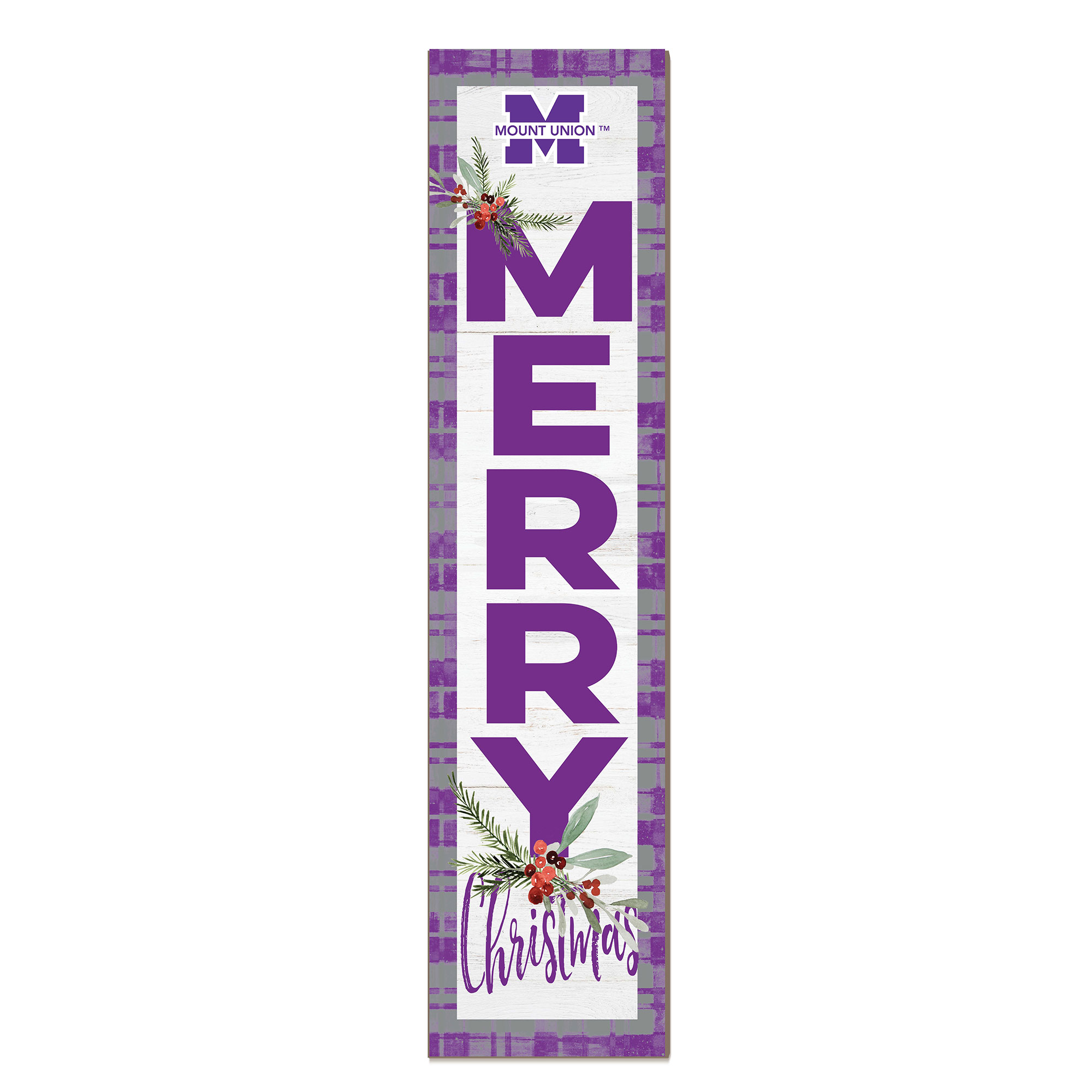 Mount Union Purple Raiders 12'' x 48'' Outdoor Merry Christmas Leaner