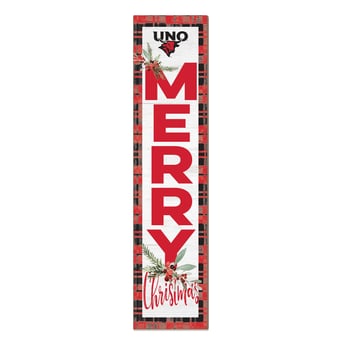 Nebraska Omaha Mavericks 12'' x 48'' Outdoor Merry Christmas Leaner