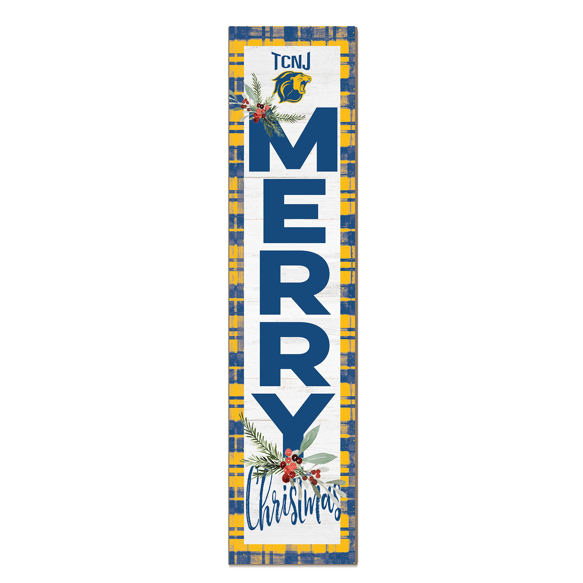 College of New Jersey Lions 12'' x 48'' Outdoor Merry Christmas Leaner