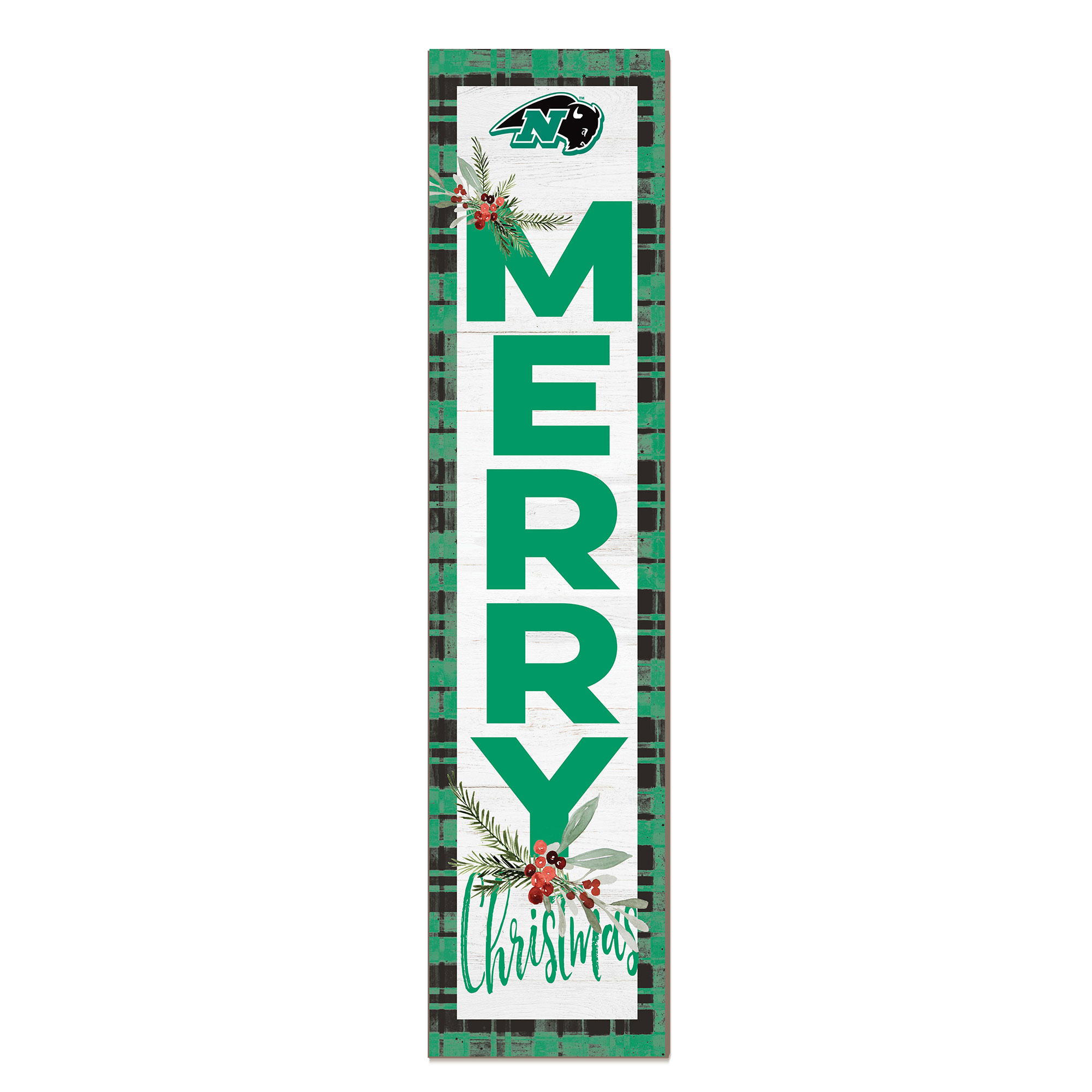 Nichols College Bison 12'' x 48'' Outdoor Merry Christmas Leaner