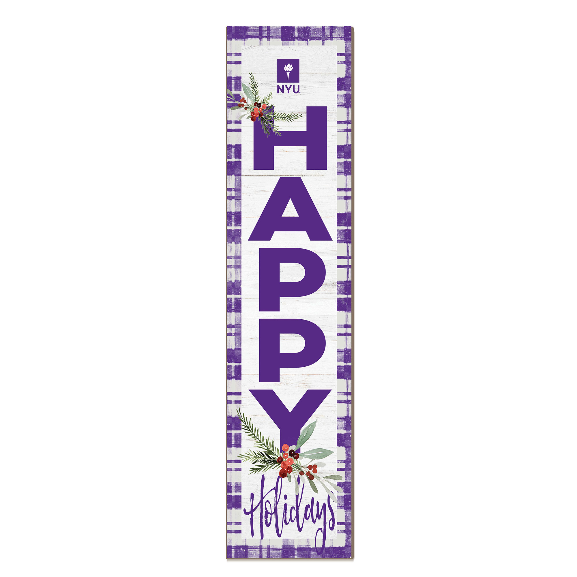 NYU Violets 12'' x 48'' Outdoor Happy Holidays Leaner