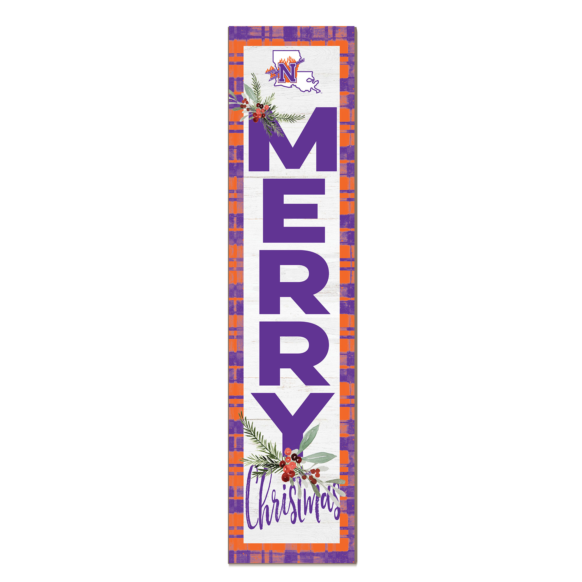 Northwestern State Demons 12'' x 48'' Outdoor Merry Christmas Leaner