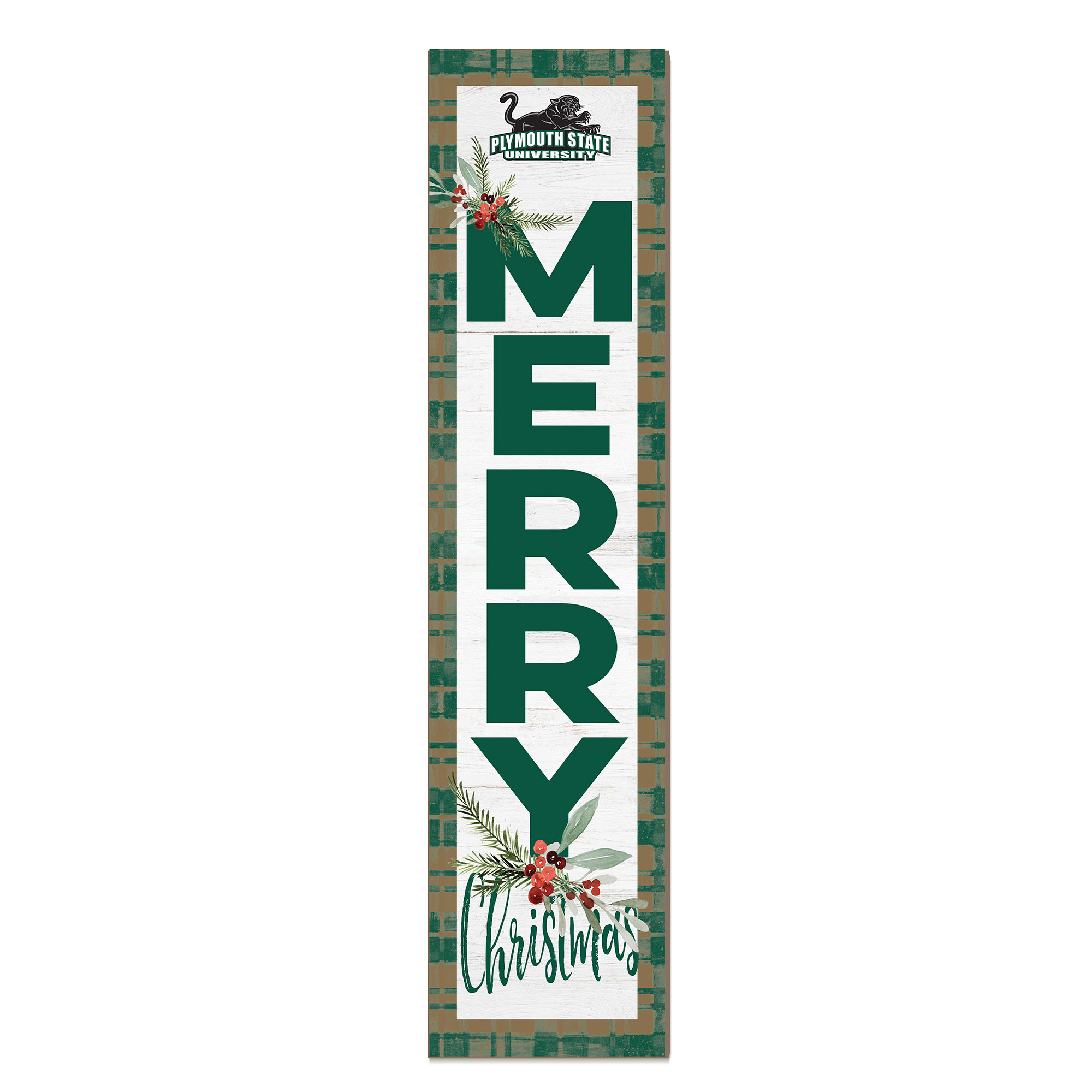 Plymouth State Panthers 12'' x 48'' Outdoor Merry Christmas Leaner