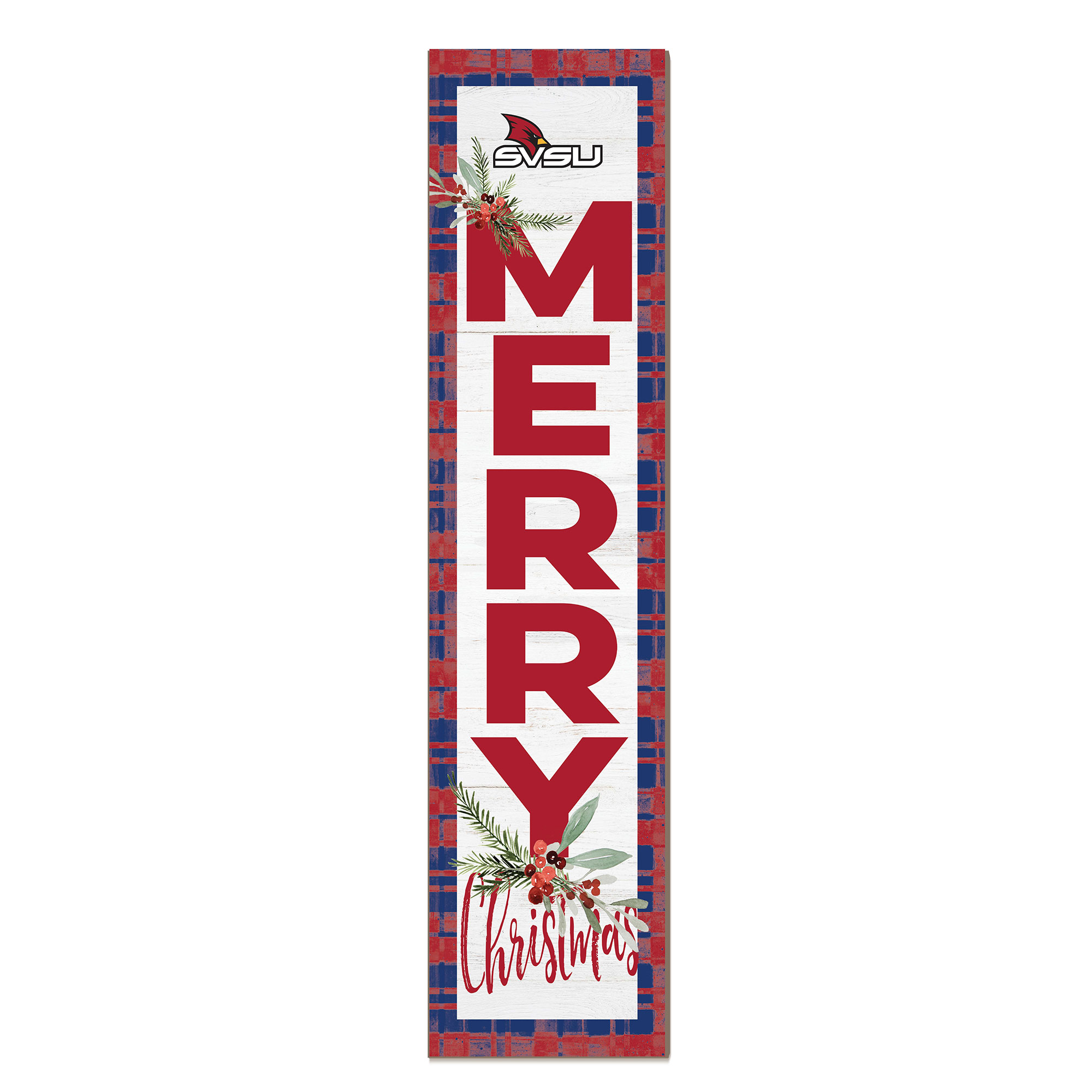 Saginaw Valley State Cardinals 12'' x 48'' Outdoor Merry Christmas Leaner