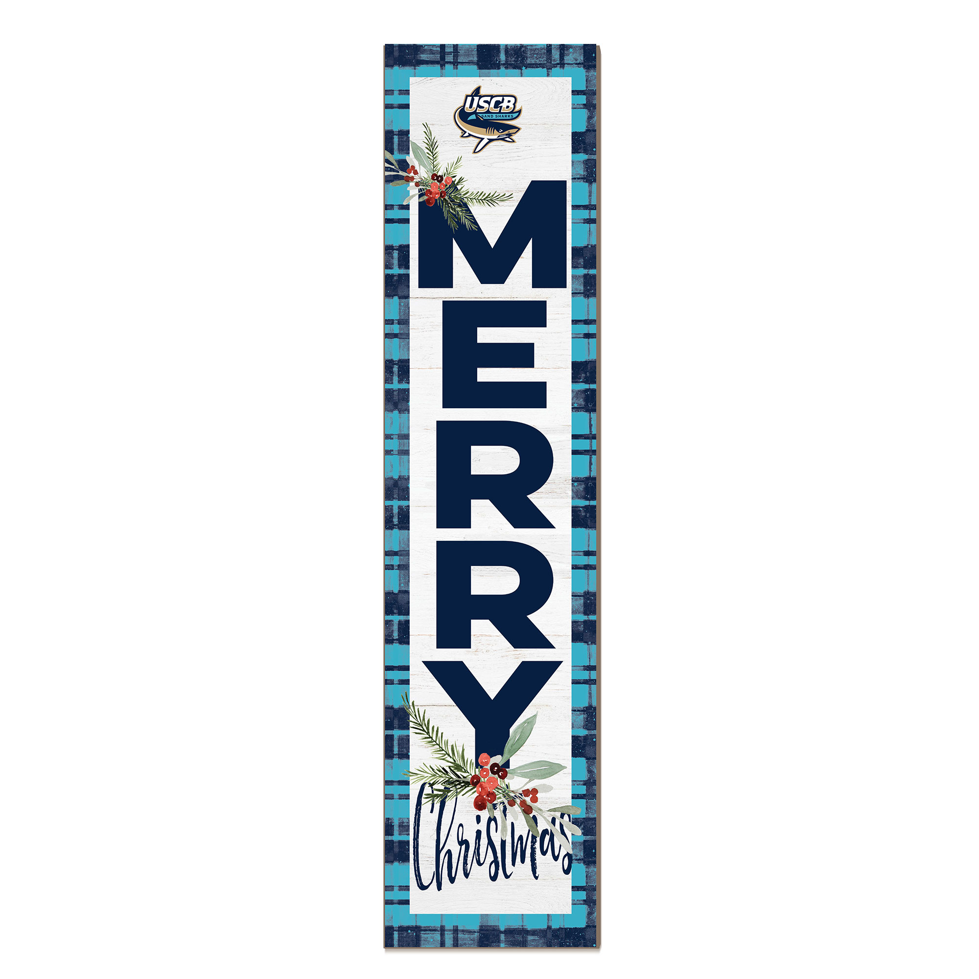 South Carolina Beaufort Sand Sharks 12'' x 48'' Outdoor Merry Christmas Leaner