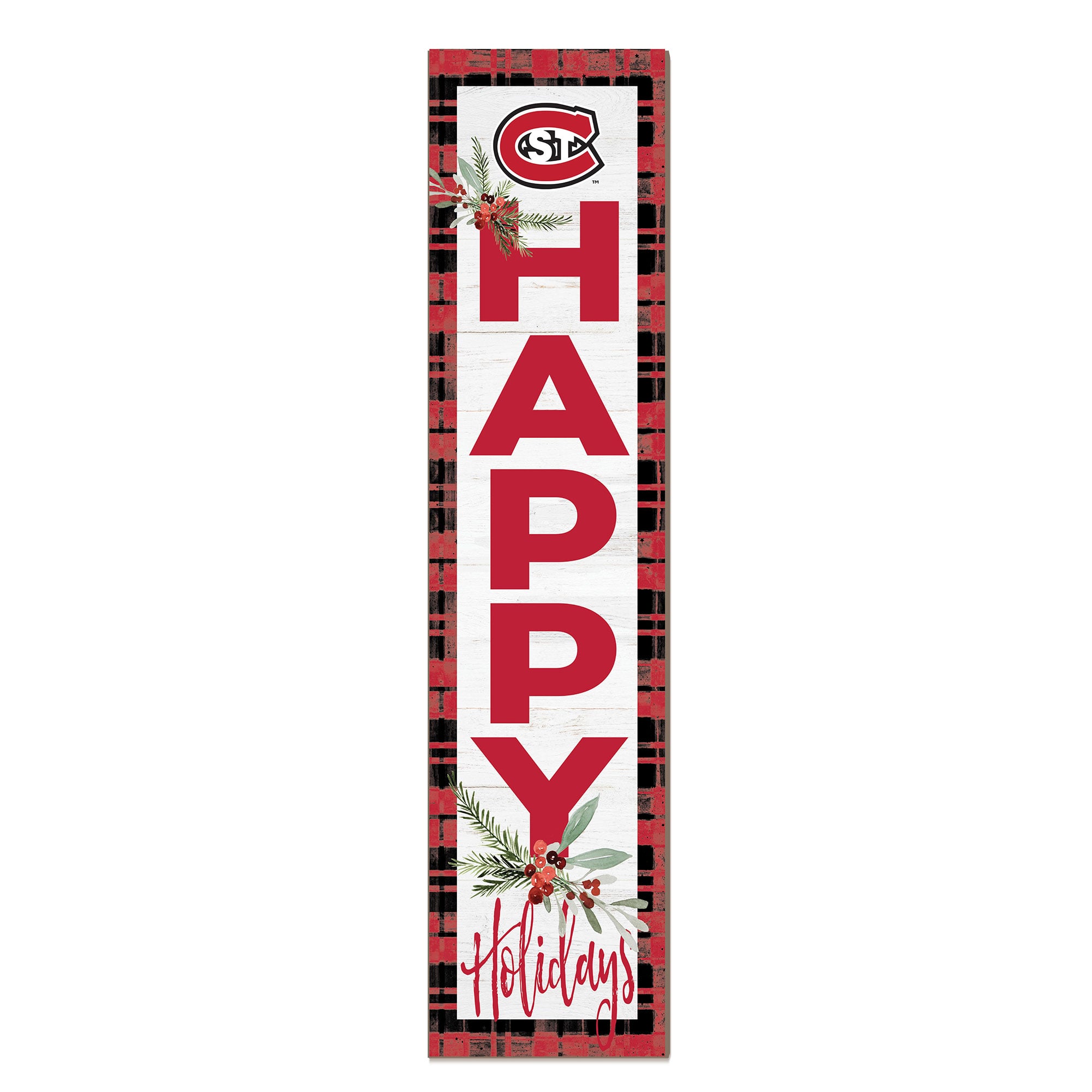 St. Cloud State Huskies 12'' x 48'' Outdoor Happy Holidays Leaner