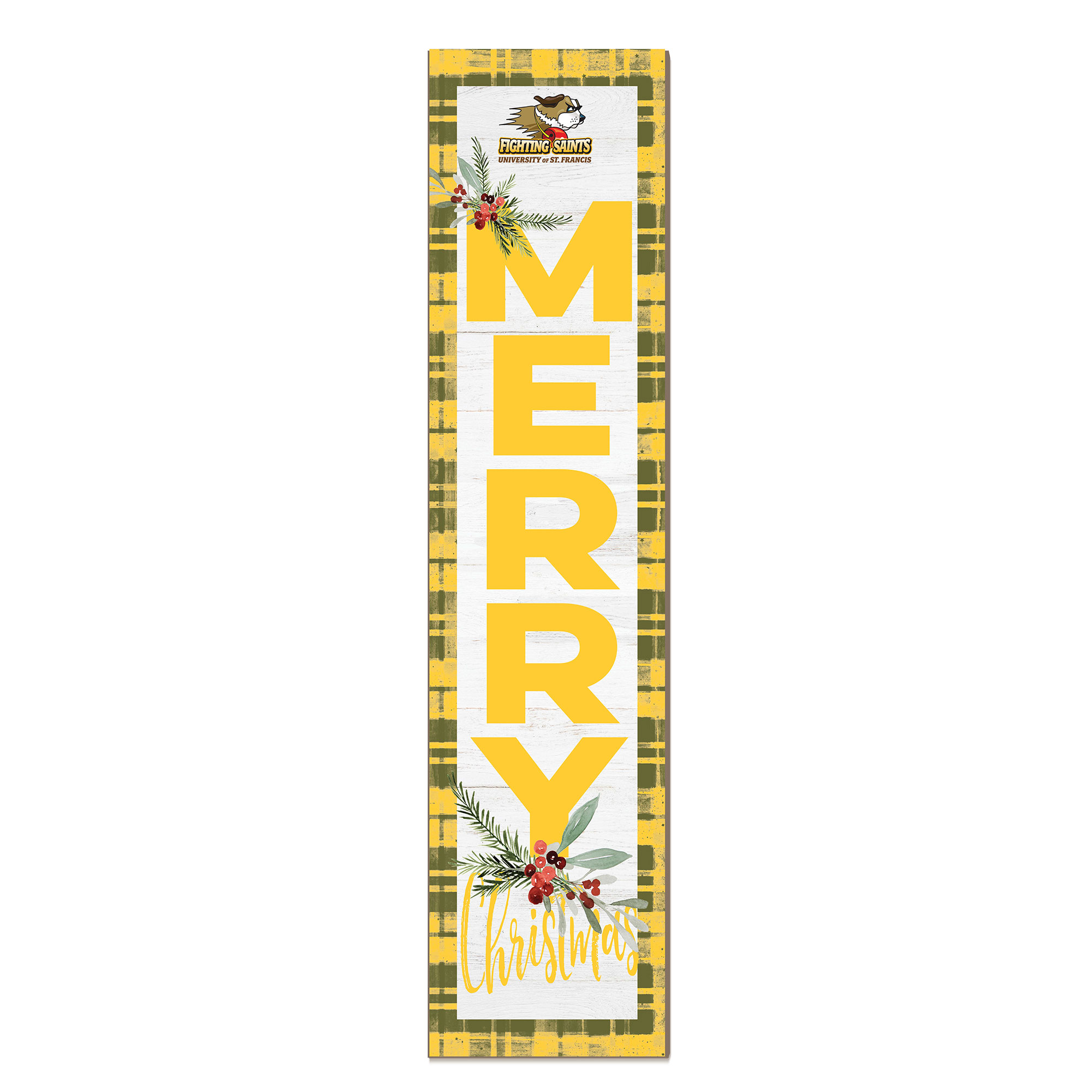 St. Francis Fighting Saints 12” x 48” Outdoor Merry Christmas Leaner St. Francis Fighting Saints 12” x 48” Outdoor Merry Christmas Leaner