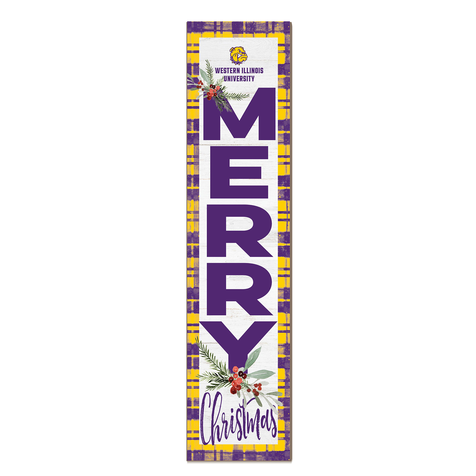 Western Illinois Leathernecks 12'' x 48'' Outdoor Merry Christmas Leaner