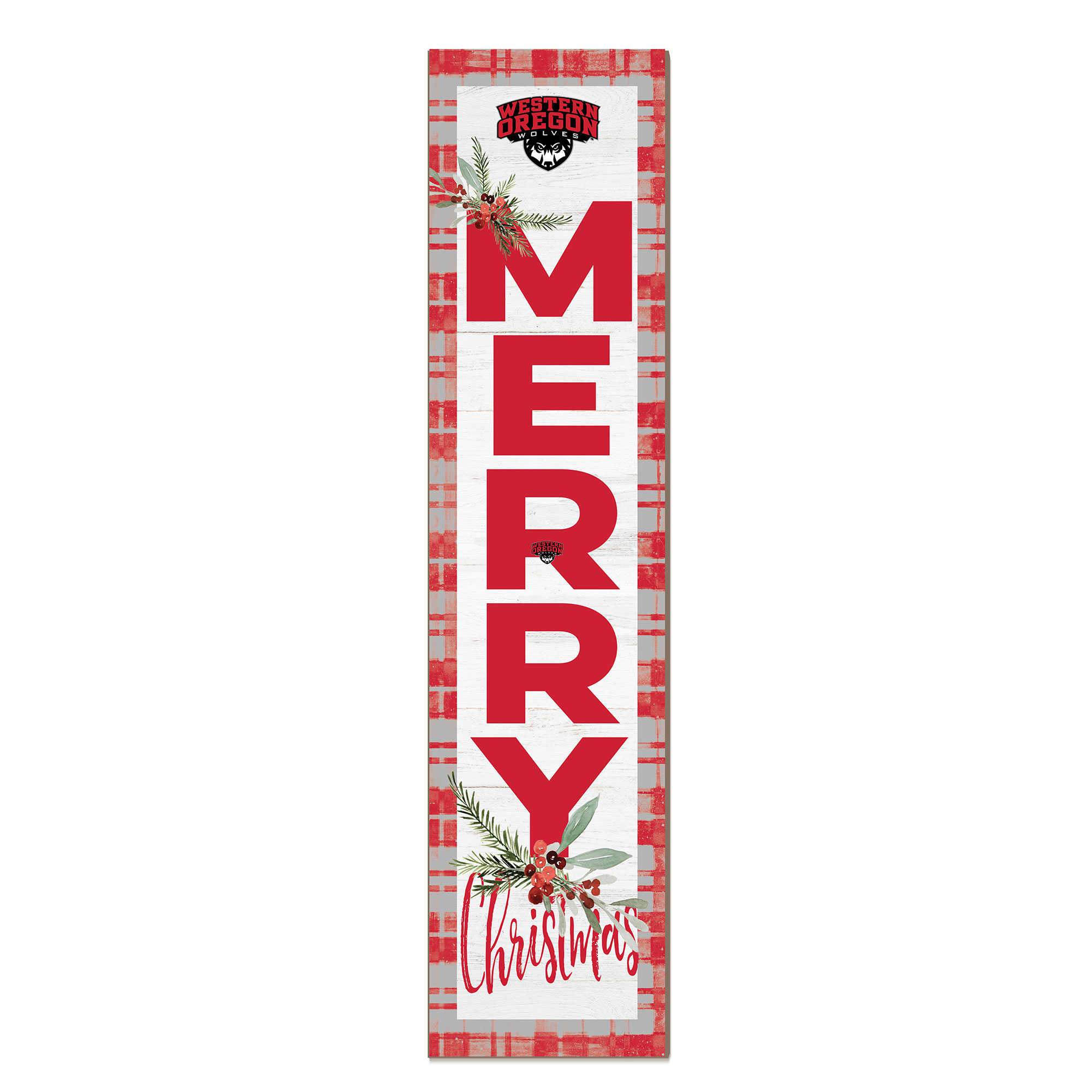 Western Oregon Wolves 12'' x 48'' Outdoor Merry Christmas Leaner