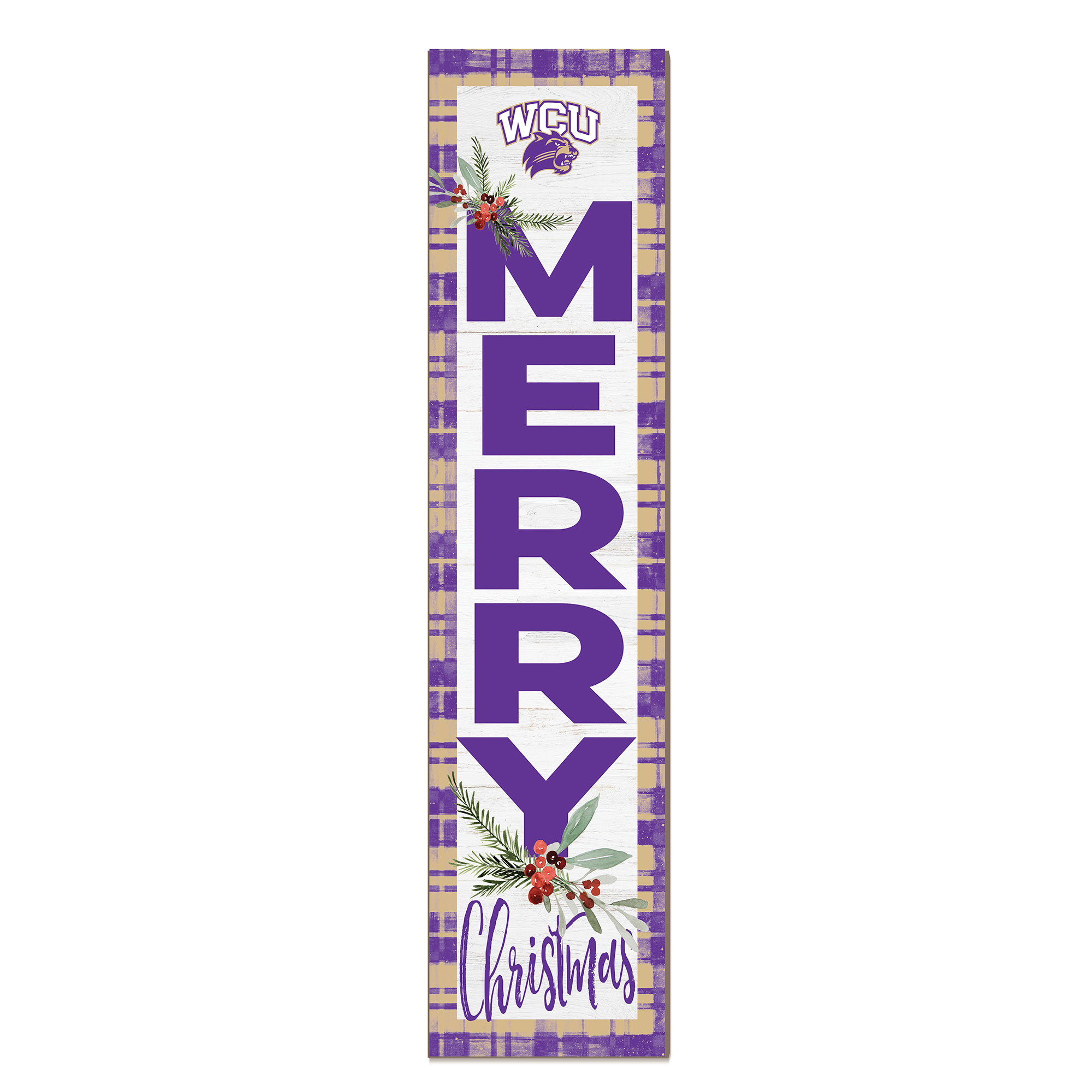 Western Carolina Catamounts 12'' x 48'' Outdoor Merry Christmas Leaner
