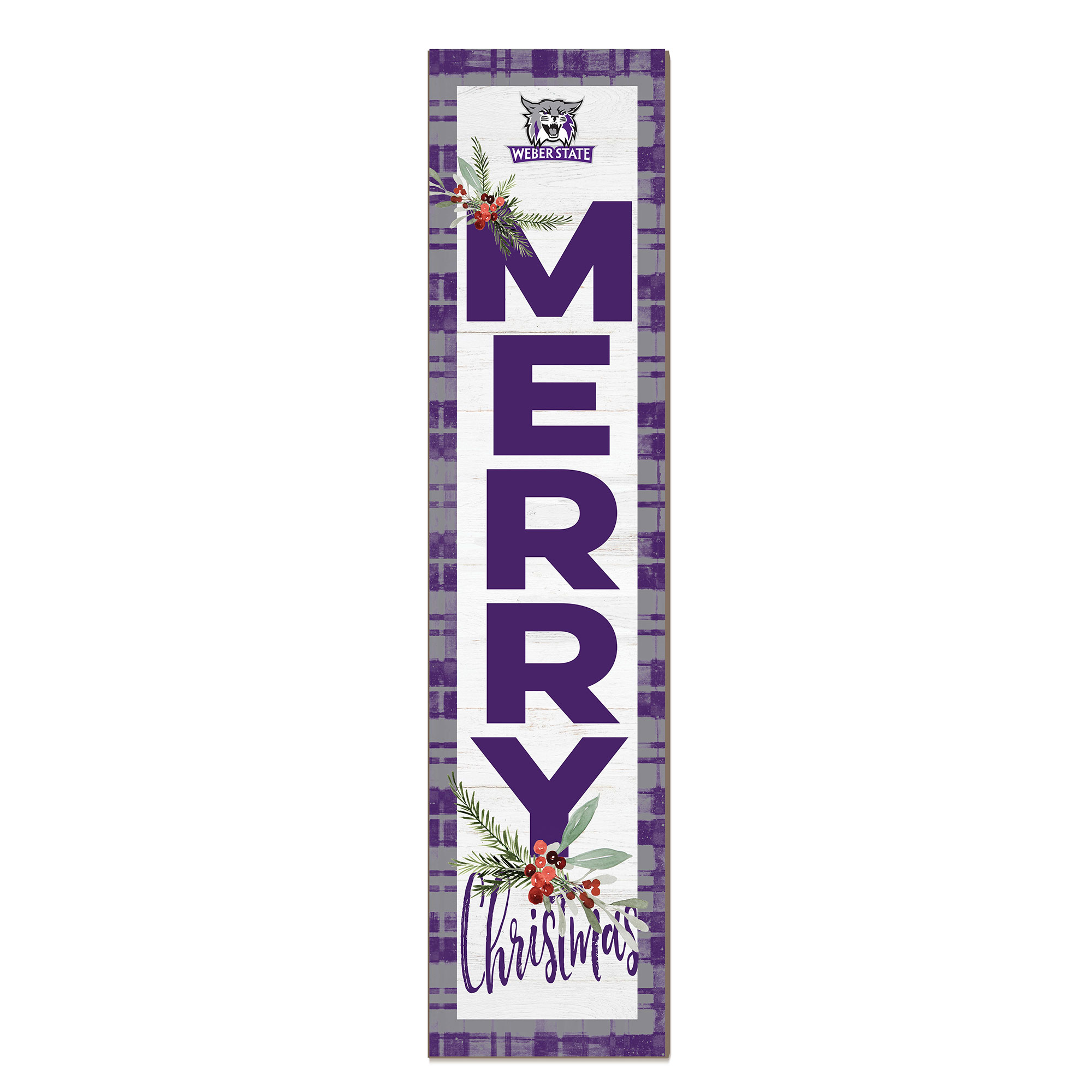 Weber State Wildcats 12'' x 48'' Outdoor Merry Christmas Leaner